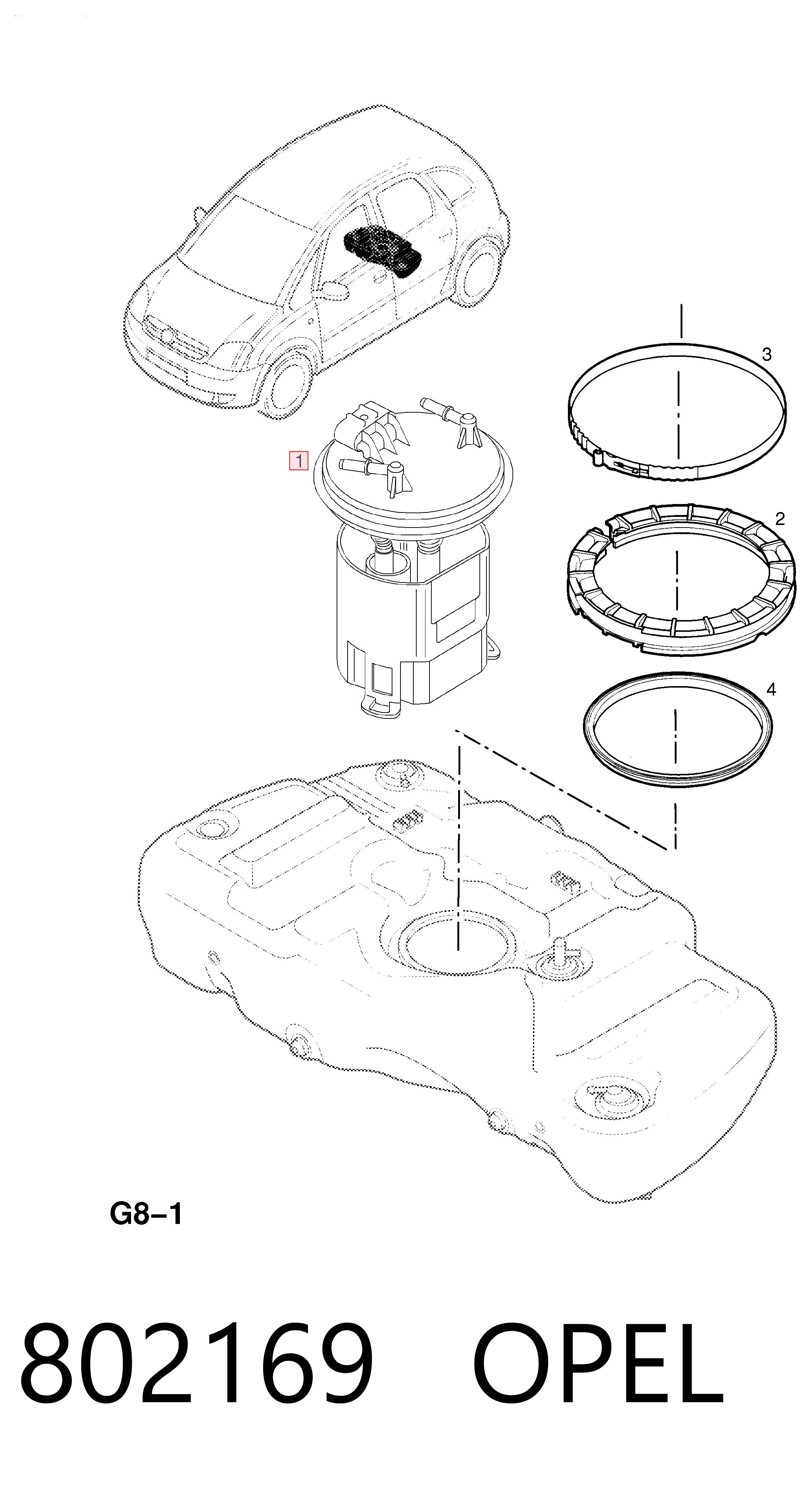 802169 Opel Módulo de bomba de combustível com sensor do nível de combustível