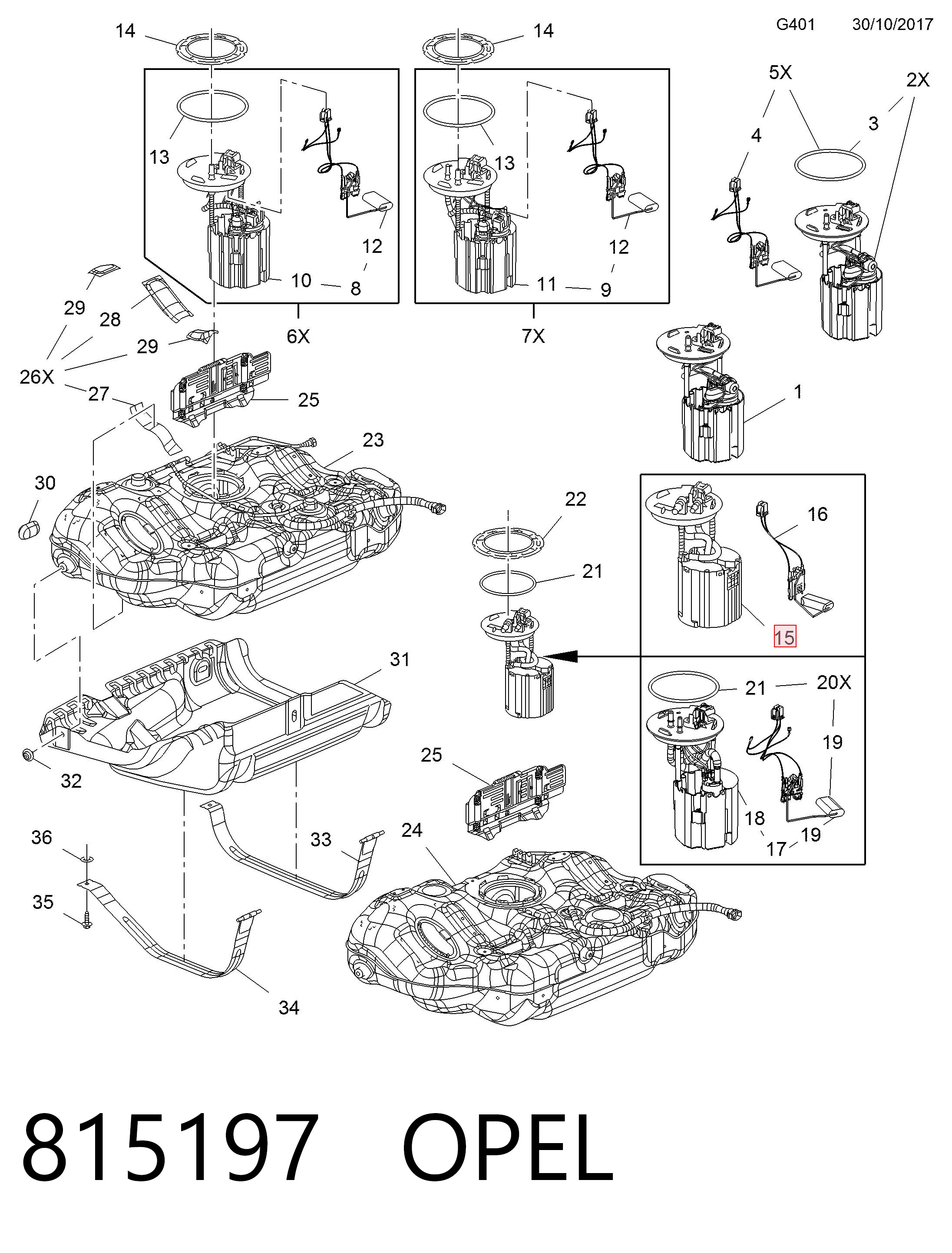 Módulo de bomba de combustível com sensor do nível de combustível 13503686 General Motors