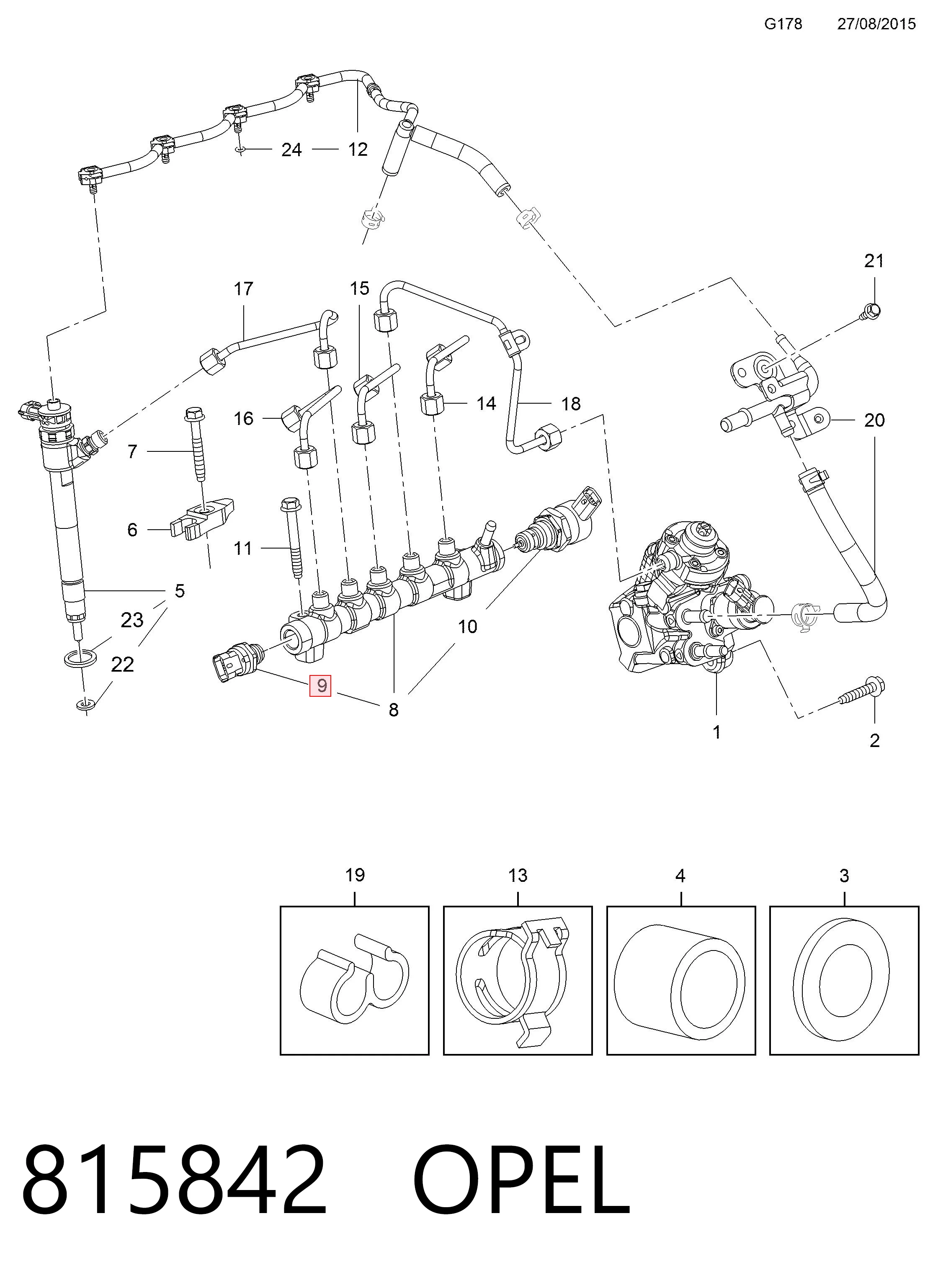 Regulador de pressão de combustível na régua de injectores para Chevrolet Aveo III T300