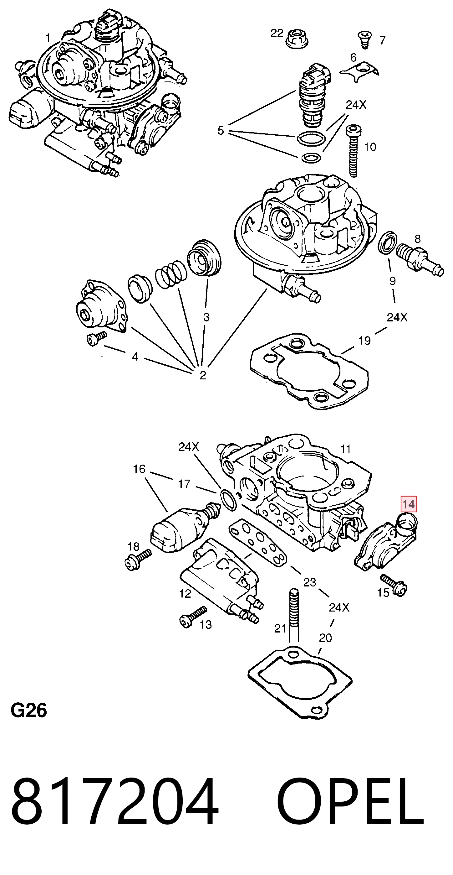 817204 Opel Sensor de posição da válvula de borboleta (potenciômetro)