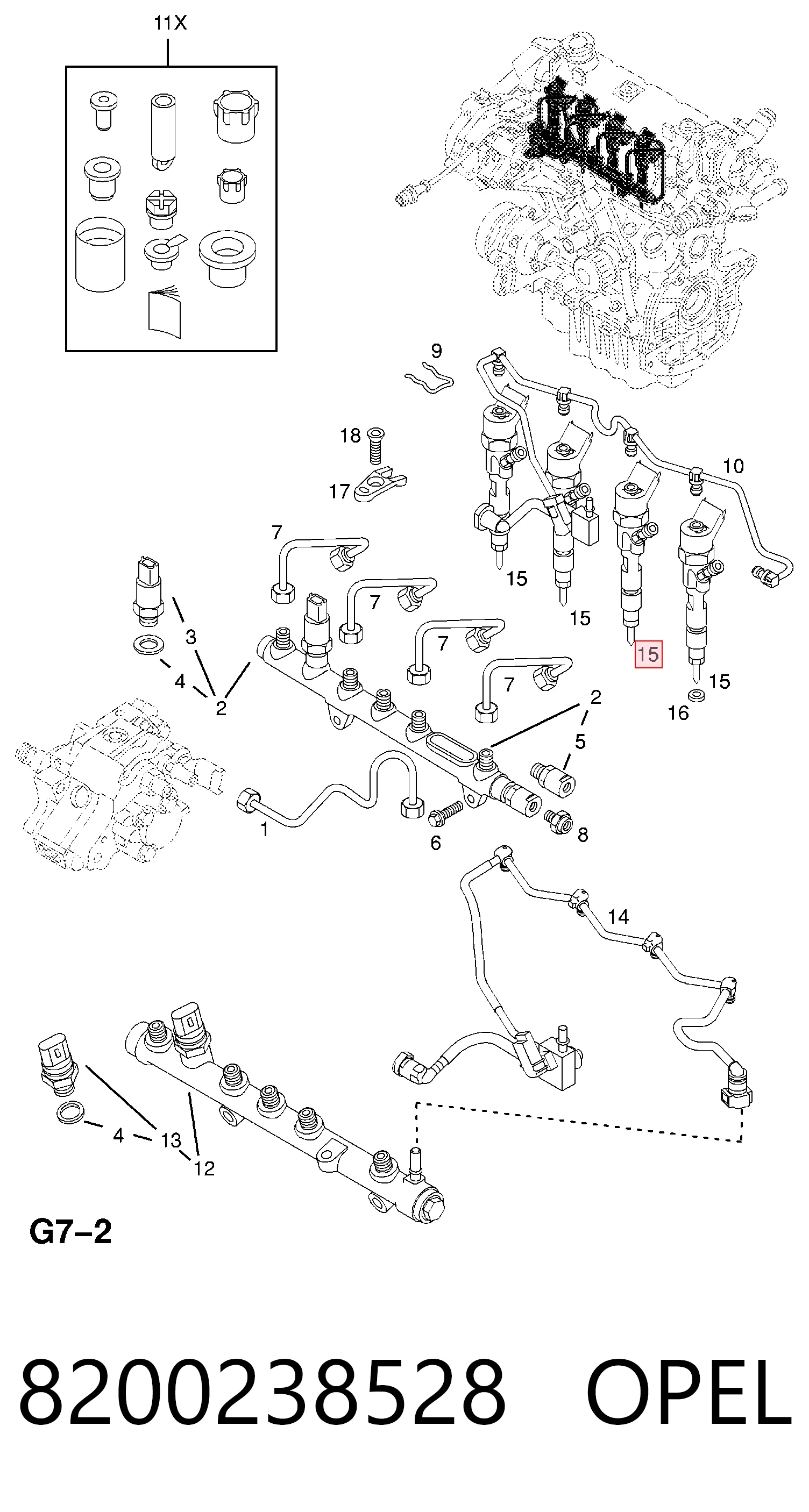8200238528 Opel Injetor de injeção de combustível