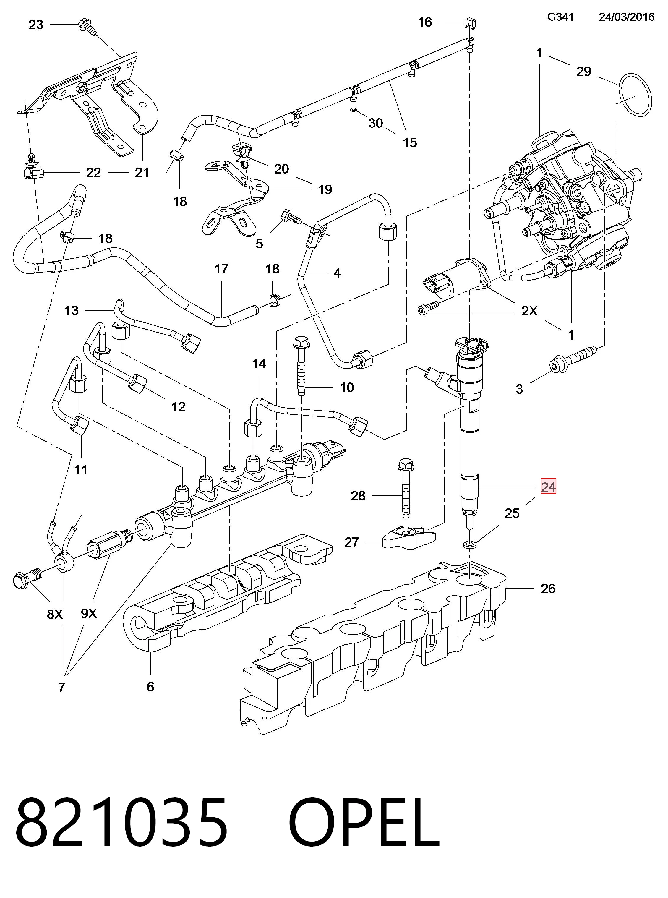 821035 Opel Injetor de injeção de combustível