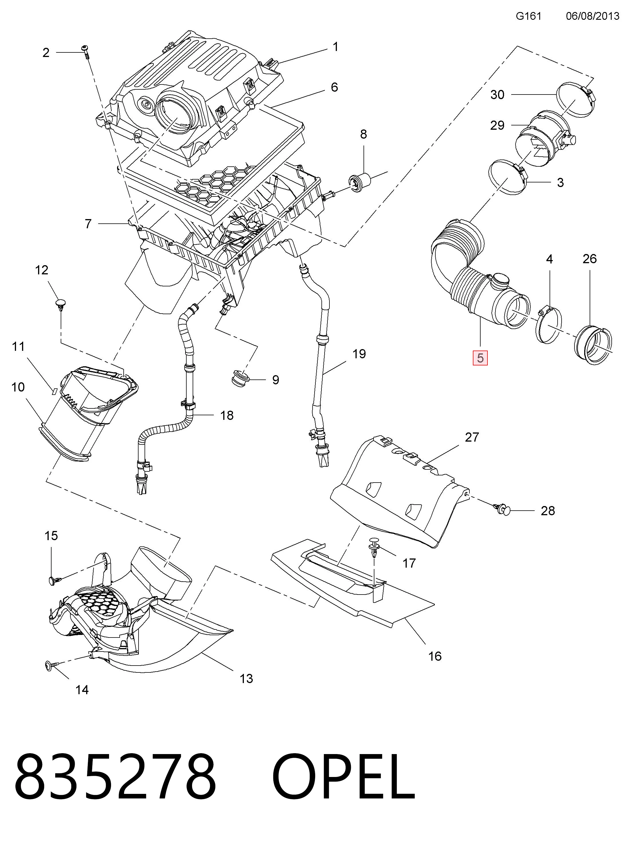 Cano derivado de ar do medidor de consumo do ar para Opel Insignia A G09