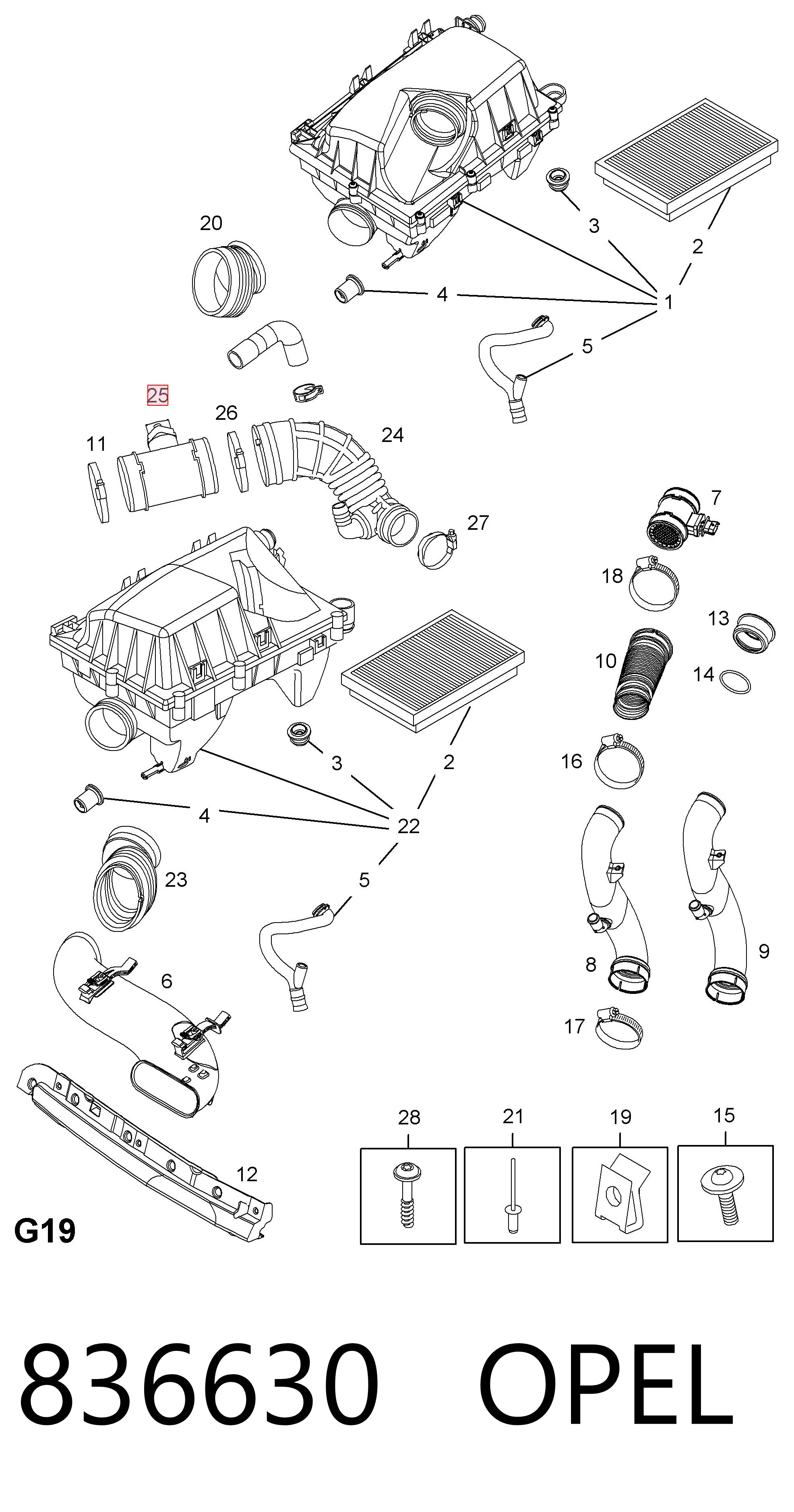 836630 Opel Sensor de fluxo (consumo) de ar, medidor de consumo M.A.F. - (Mass Airflow)