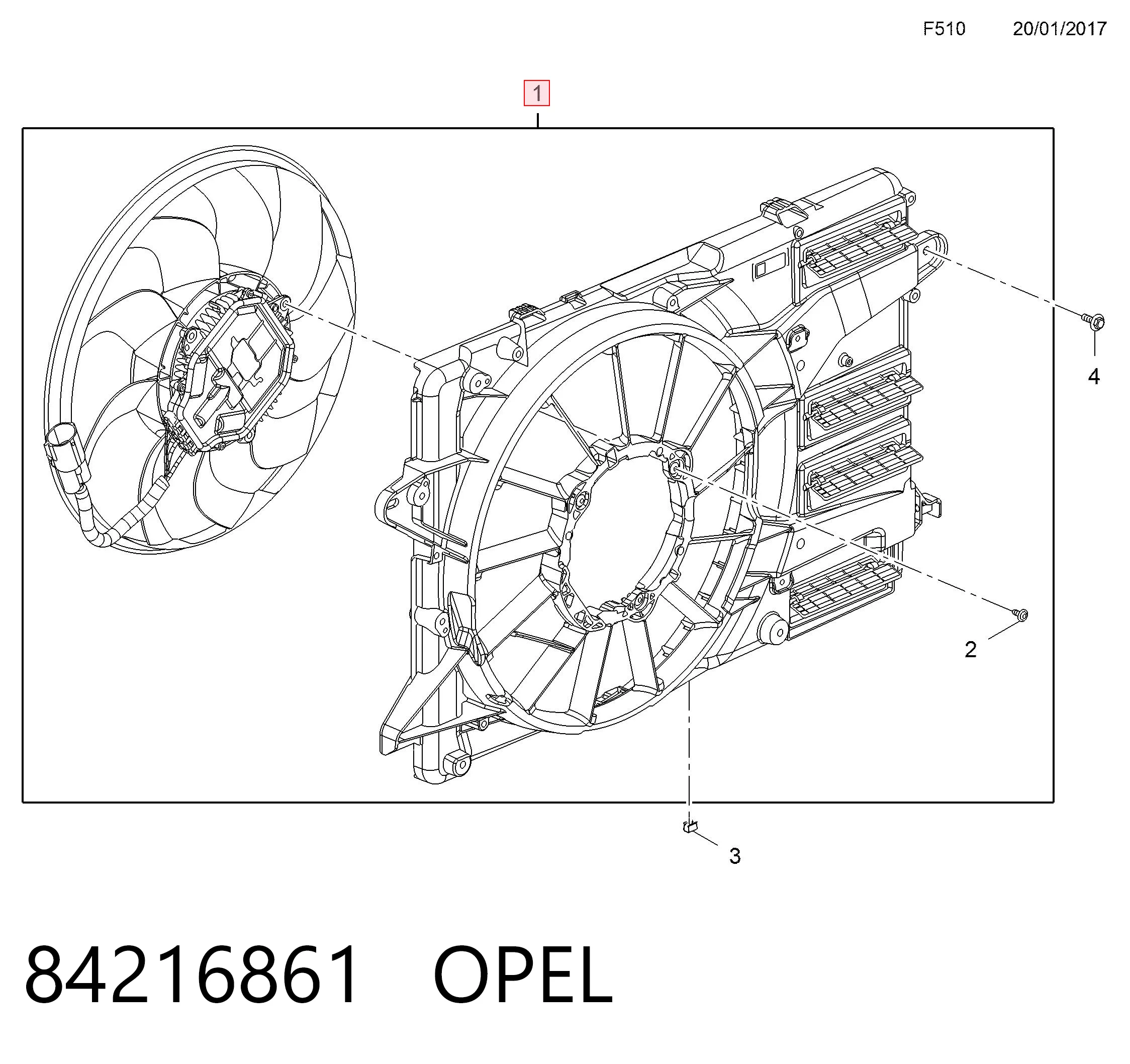 Difusor do radiador de esfriamento, montado com motor e roda de aletas General Motors 84702876 preço, a partir de 192,39 USD