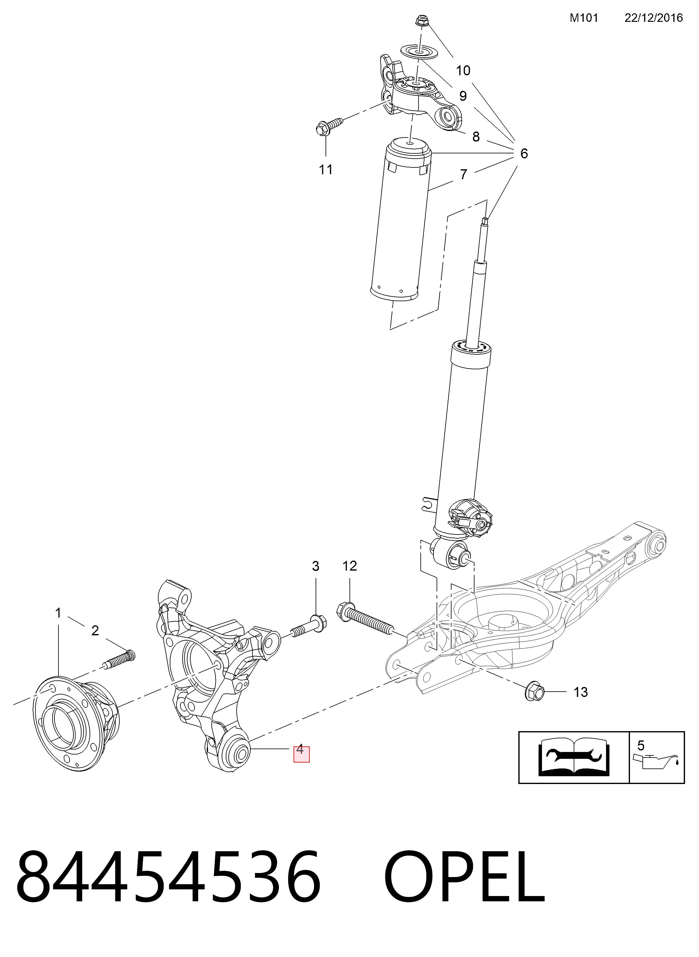 Compre 84454536 General Motors Pino moente (extremidade do eixo) traseiro direito