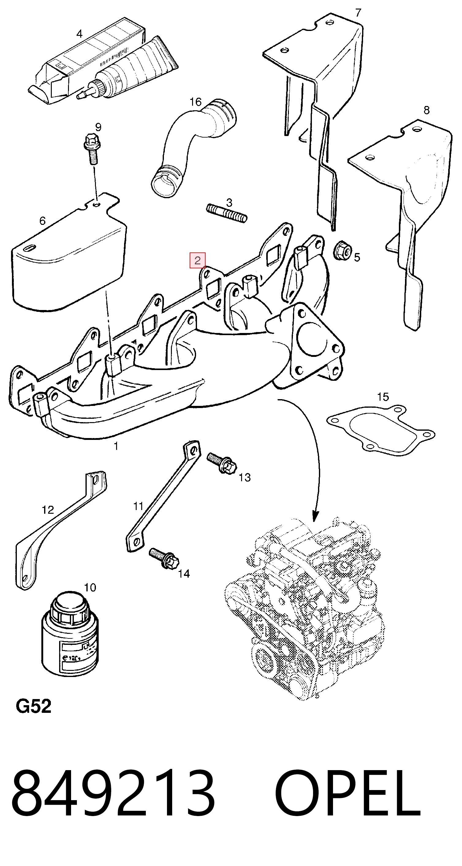  Vedante de tubo coletor de escape Opel Frontera B SUV (6B) (1998 - 2003) B