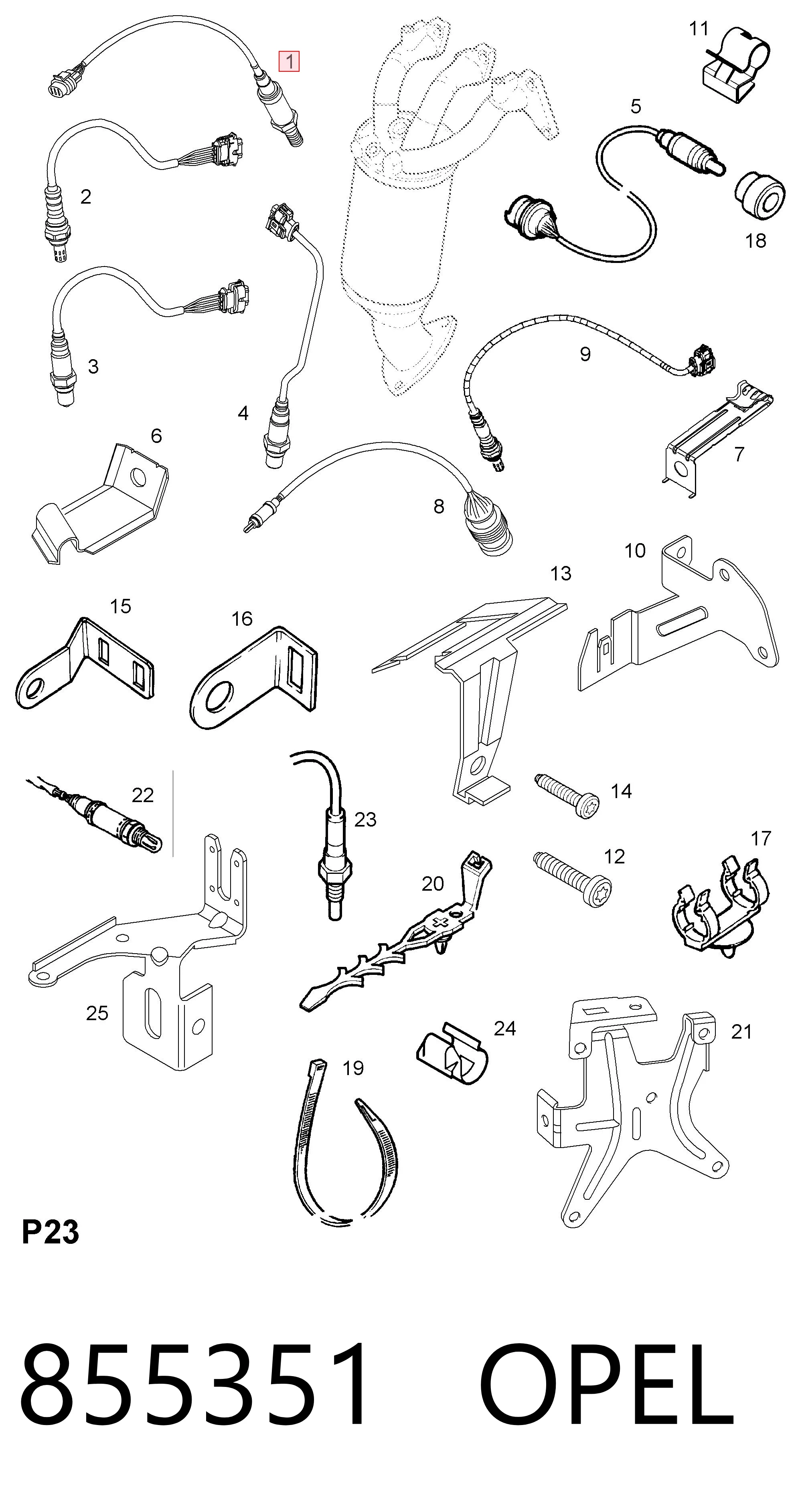 855351 Opel Sonda lambda, sensor de oxigênio depois de catalisador