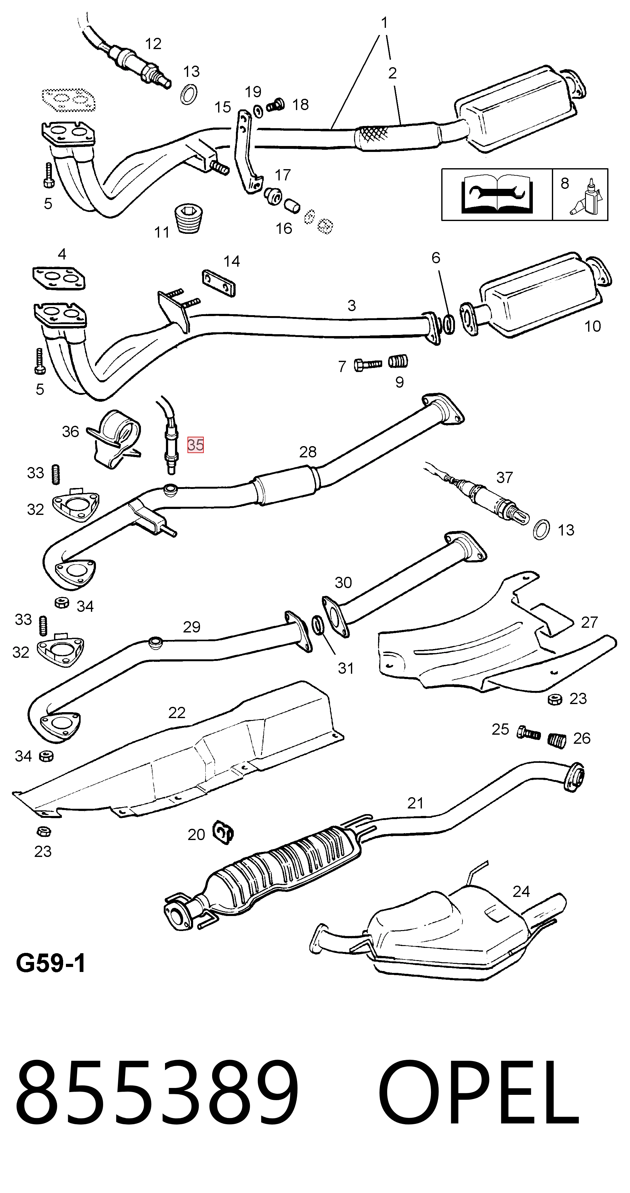 855389 Opel Sonda lambda, sensor de oxigênio depois de catalisador