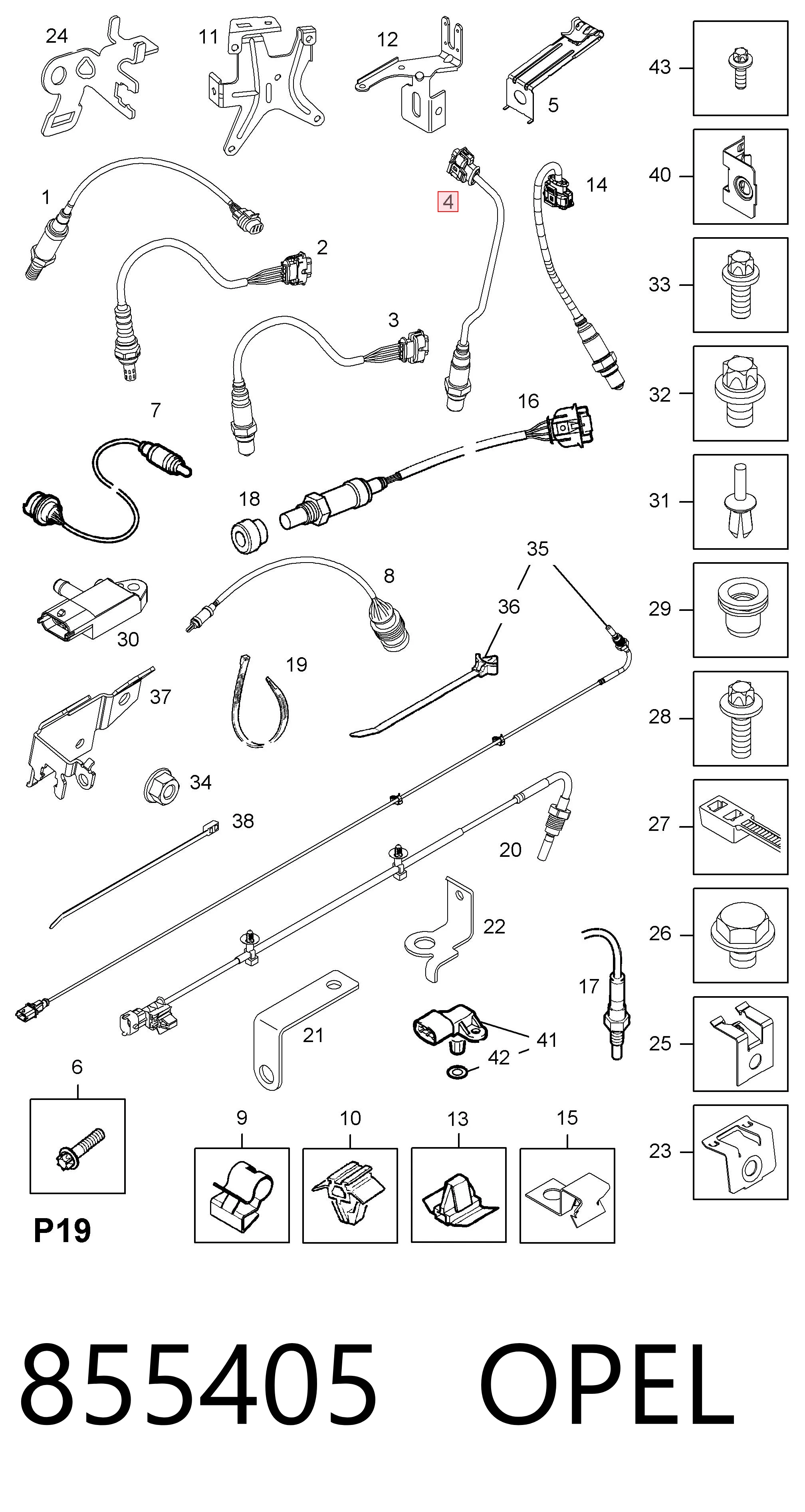 855405 Opel Sonda lambda, sensor de oxigênio depois de catalisador
