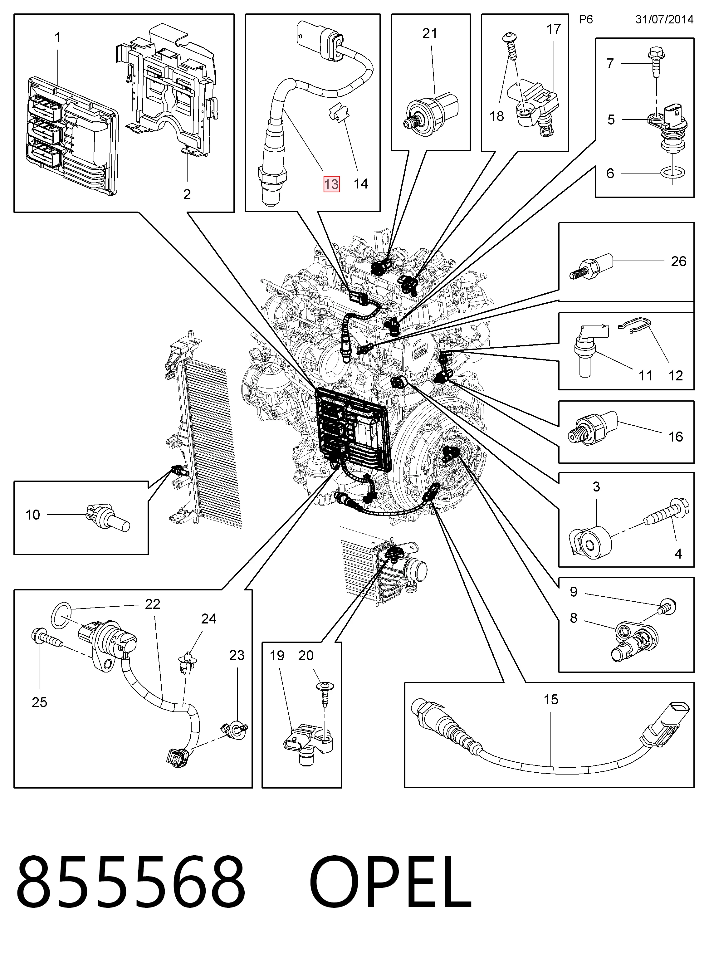 855568 Opel Sonda lambda, sensor de oxigênio