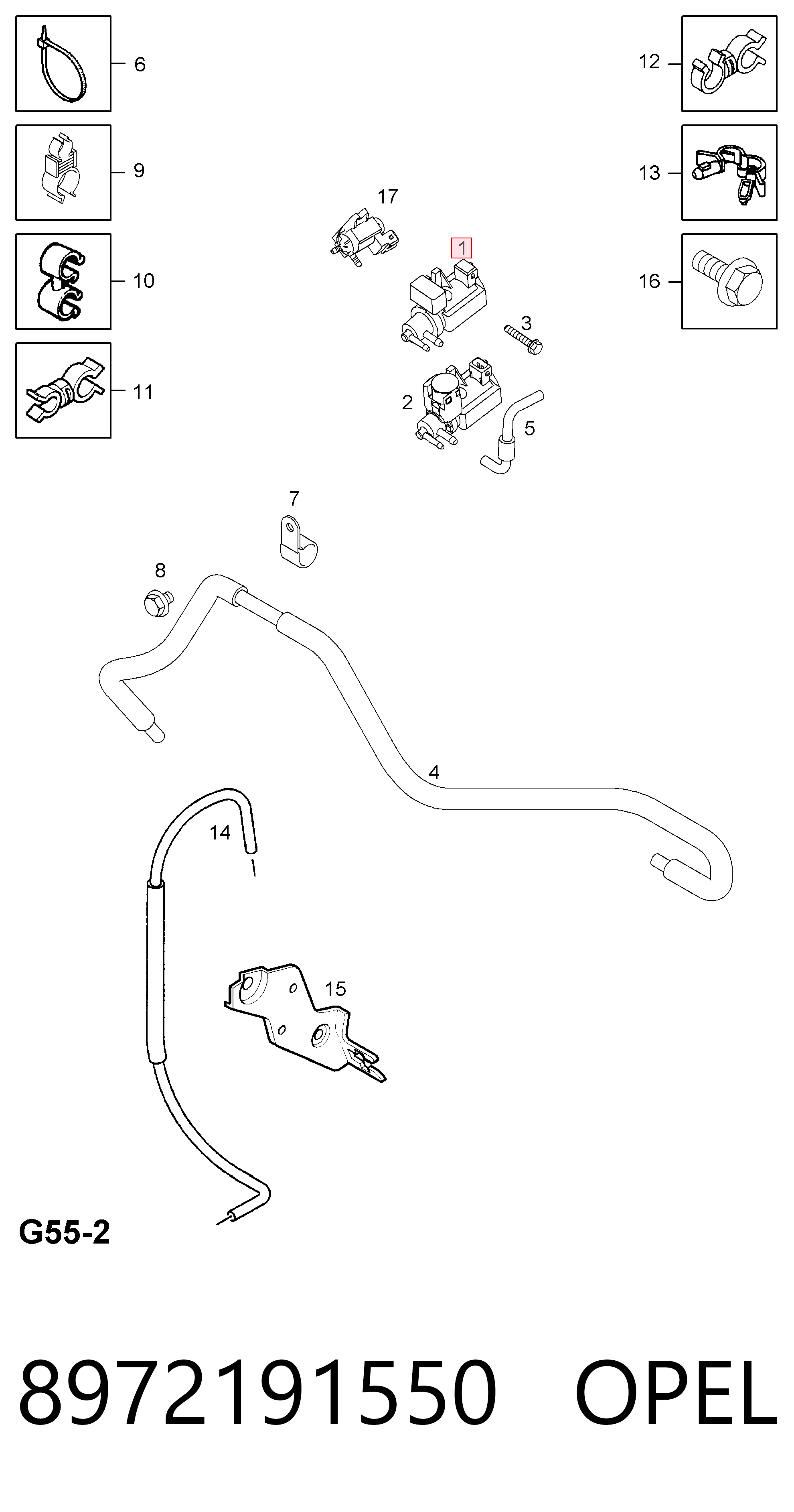 8972191550 Opel Convertidor de pressão (solenoide) de supercompressão