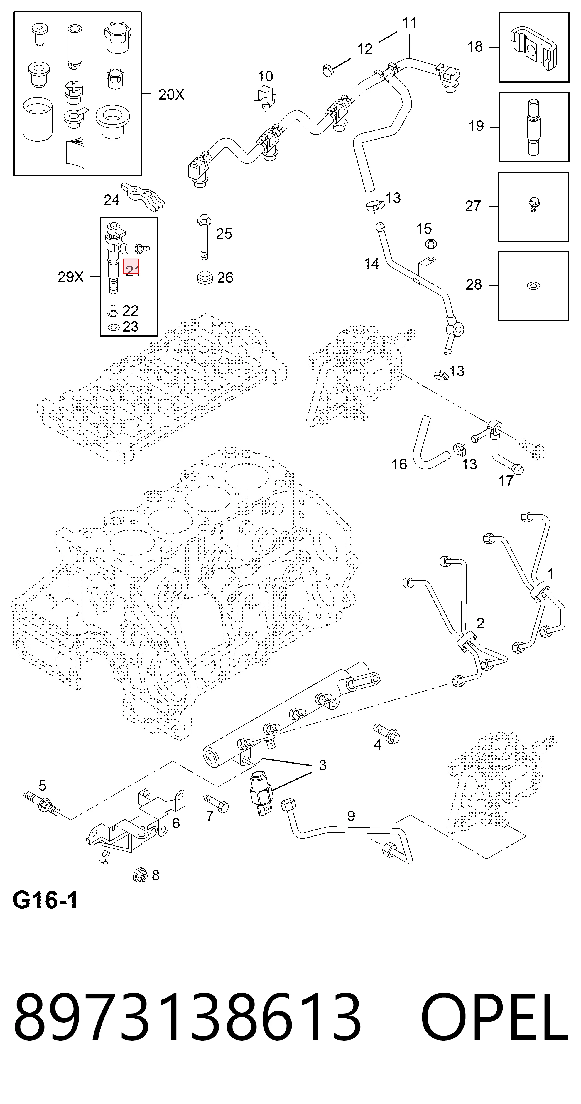 Injetor de injeção de combustível 8973138612 VAG