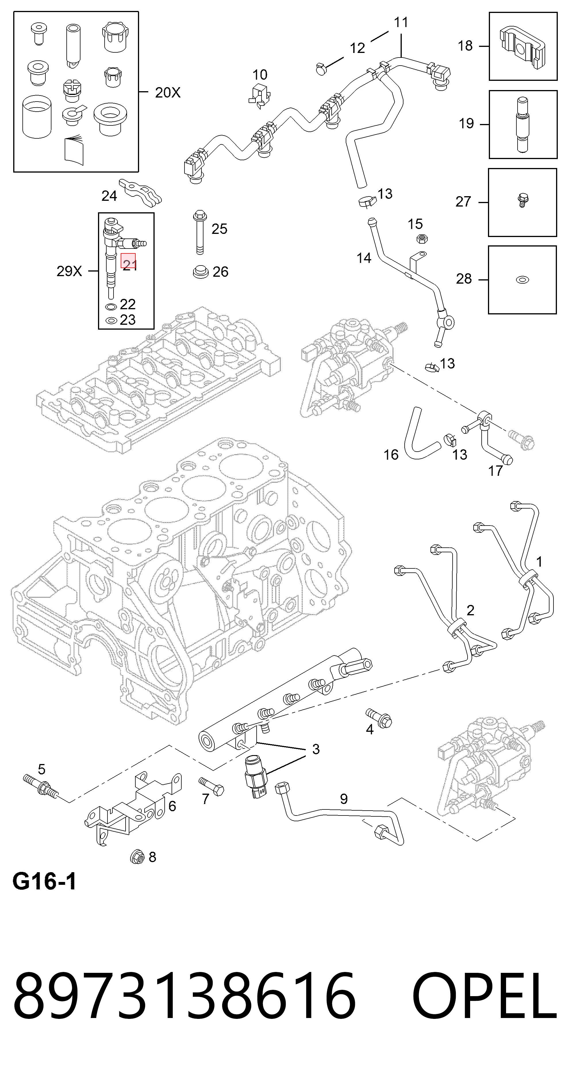 8973138612 VAG Injetor de injeção de combustível