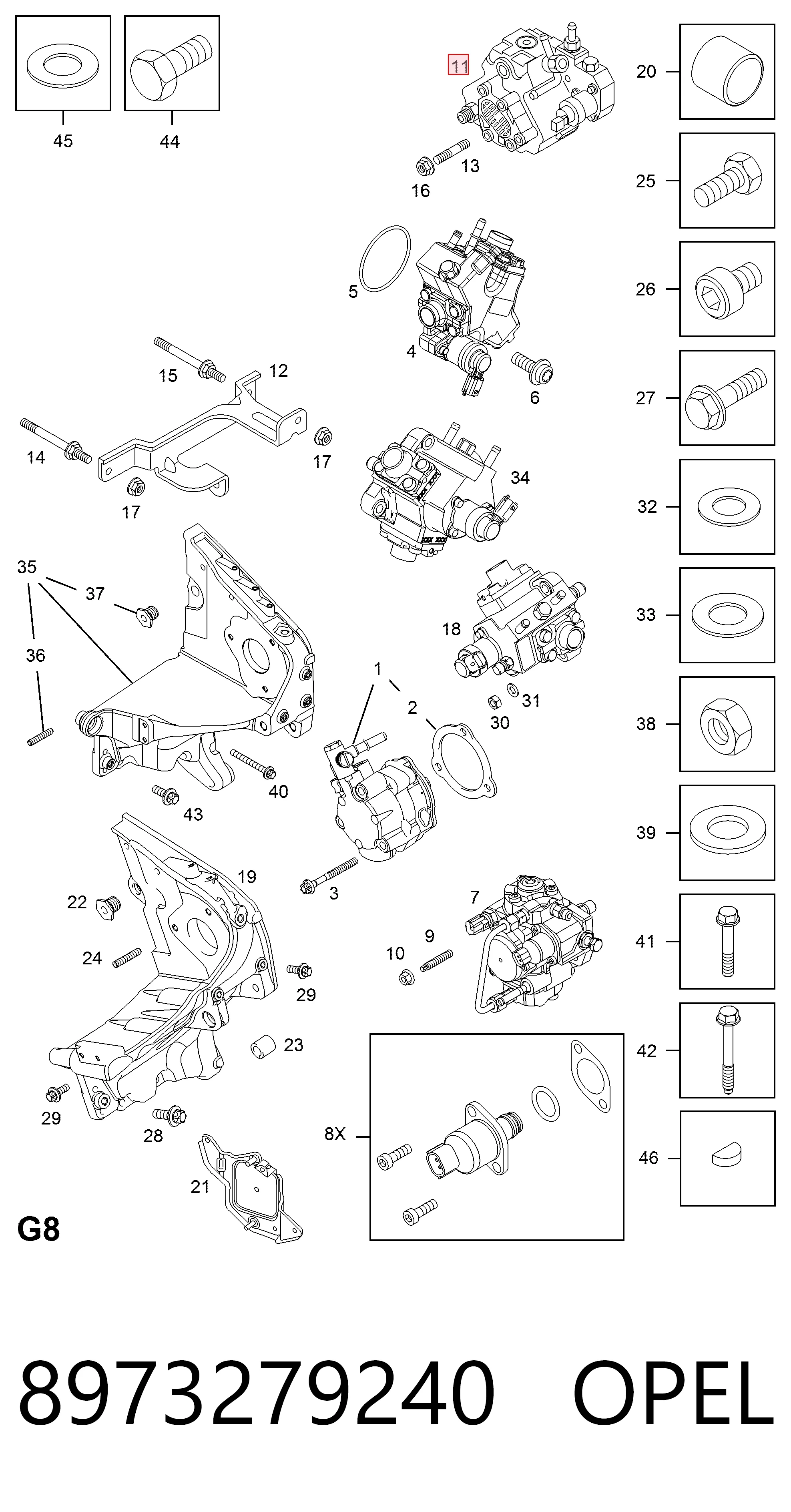 8973279240 Opel Bomba de combustível de pressão alta