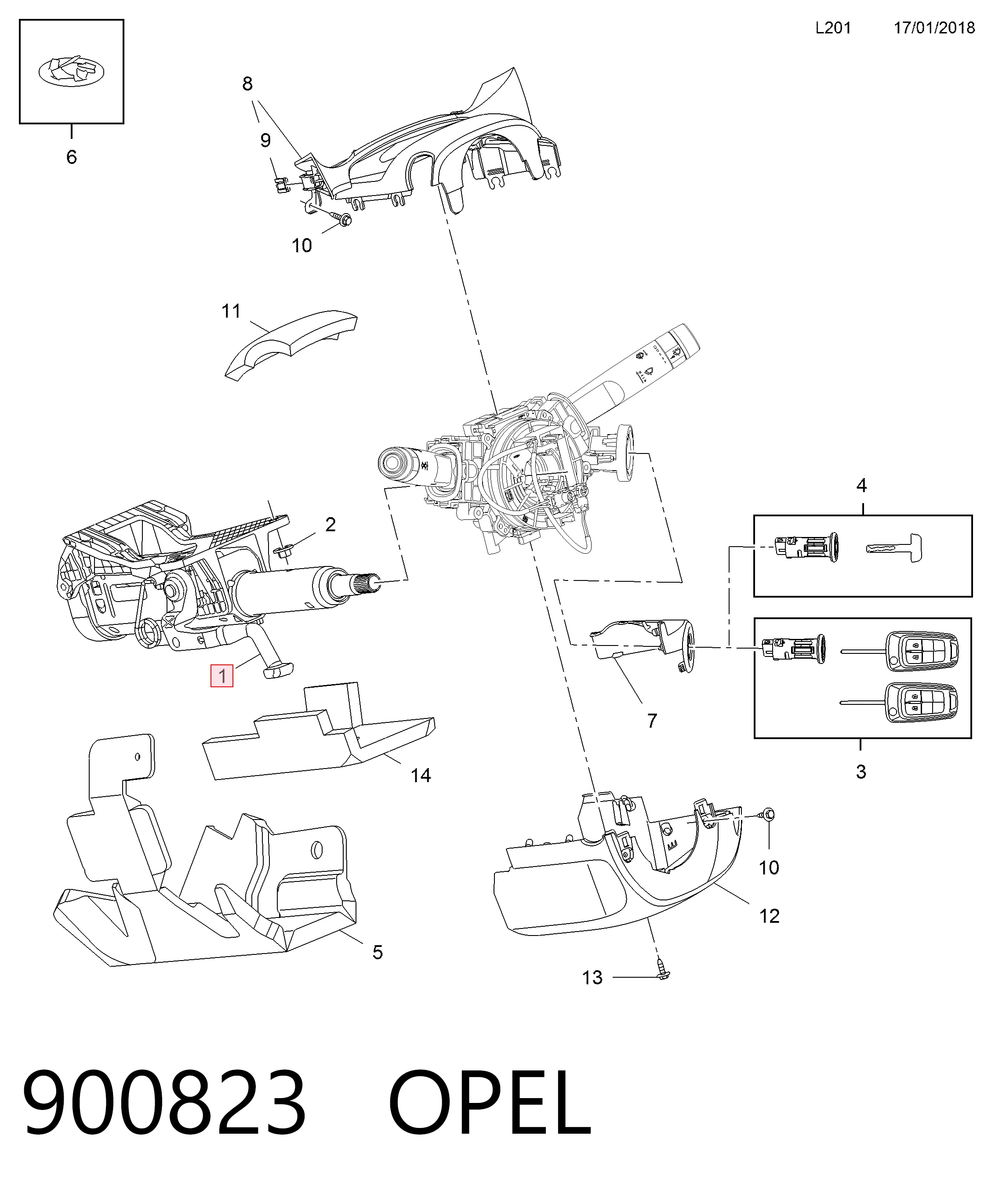 Coluna da direção Opel Astra preço, a partir de 65,38 USD