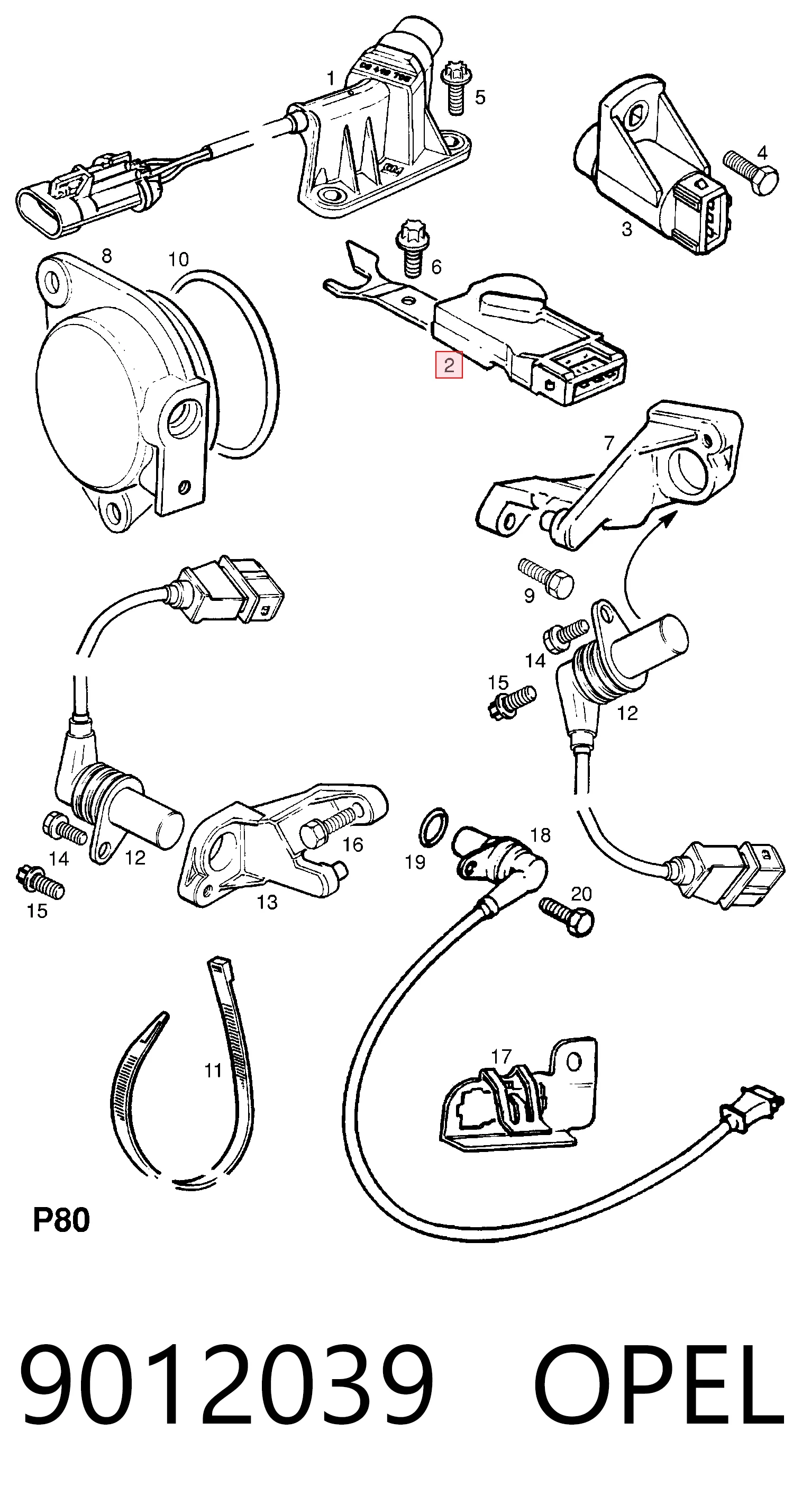 9012039 Opel Sensor de posição da árvore distribuidora