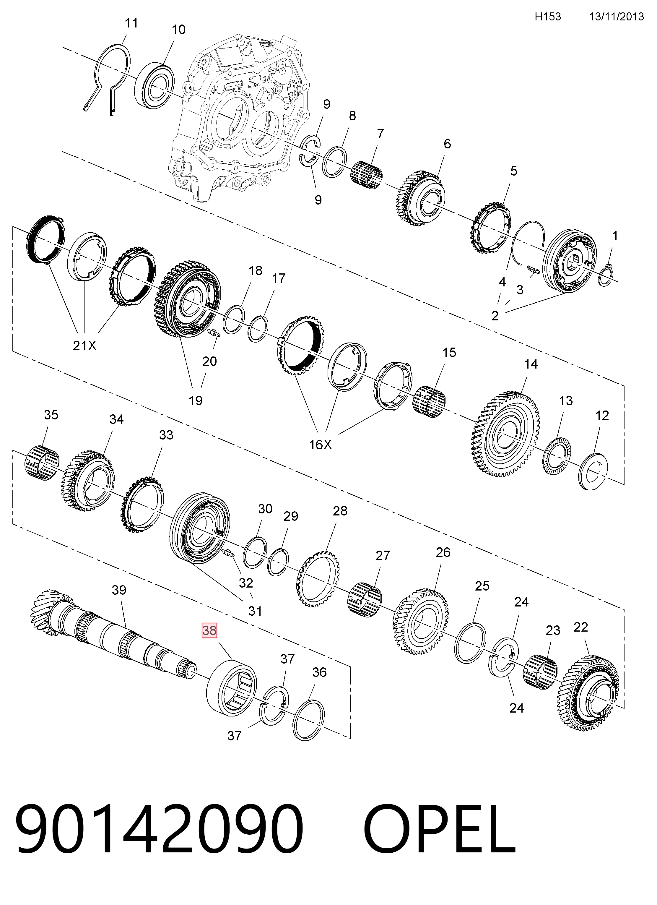 90142090 Peugeot/Citroen Rolamento da árvore primária da Caixa de Mudança