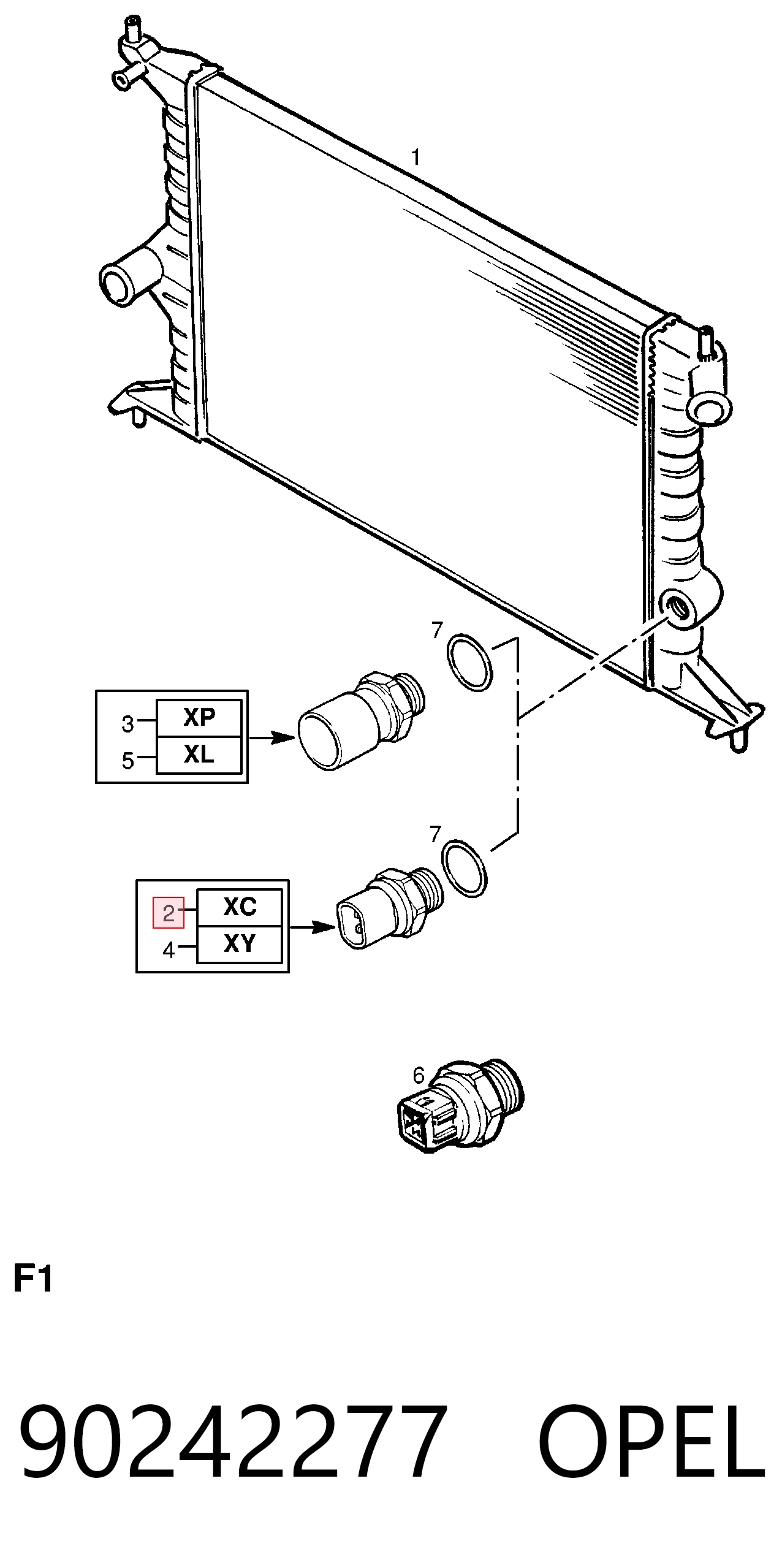 Sensor de temperatura do fluido de esfriamento (de ativação de ventilador do radiador) para Opel Astra F69
