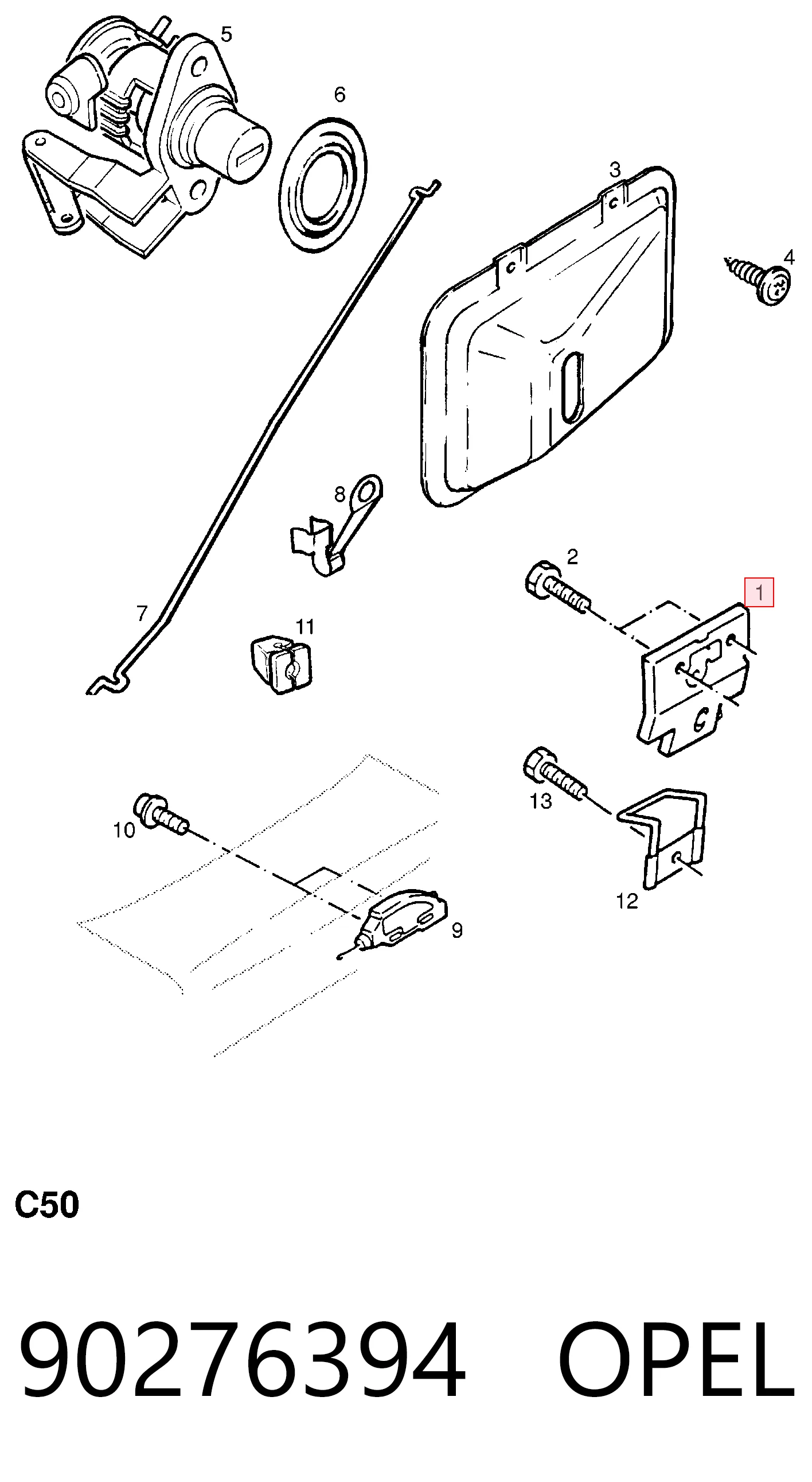 Fecho de tampa de porta-malas (de 3ª/5ª porta traseira) para Opel Omega A 16, 17, 19