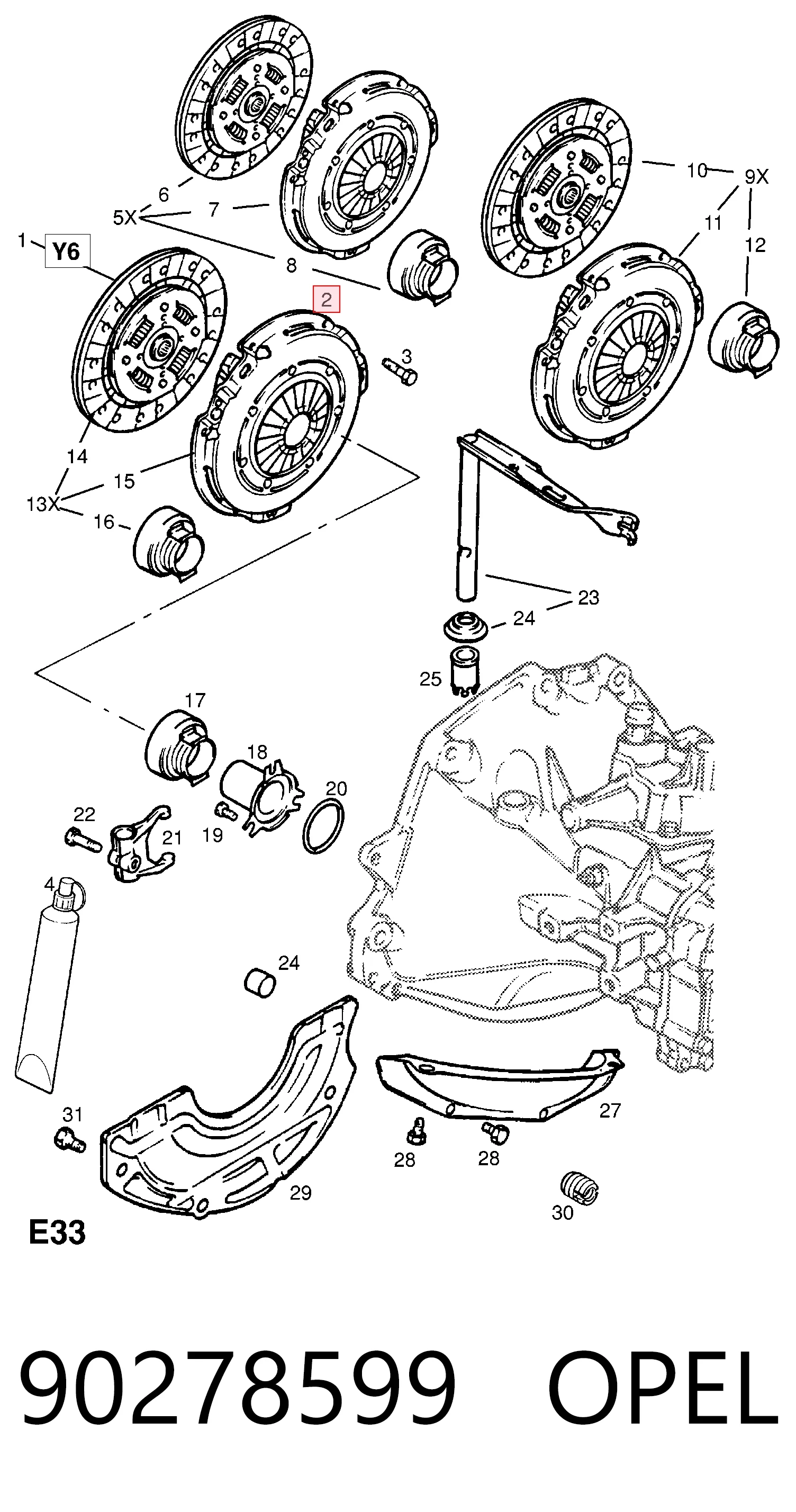 Cesta de embraiagem 90375665 General Motors