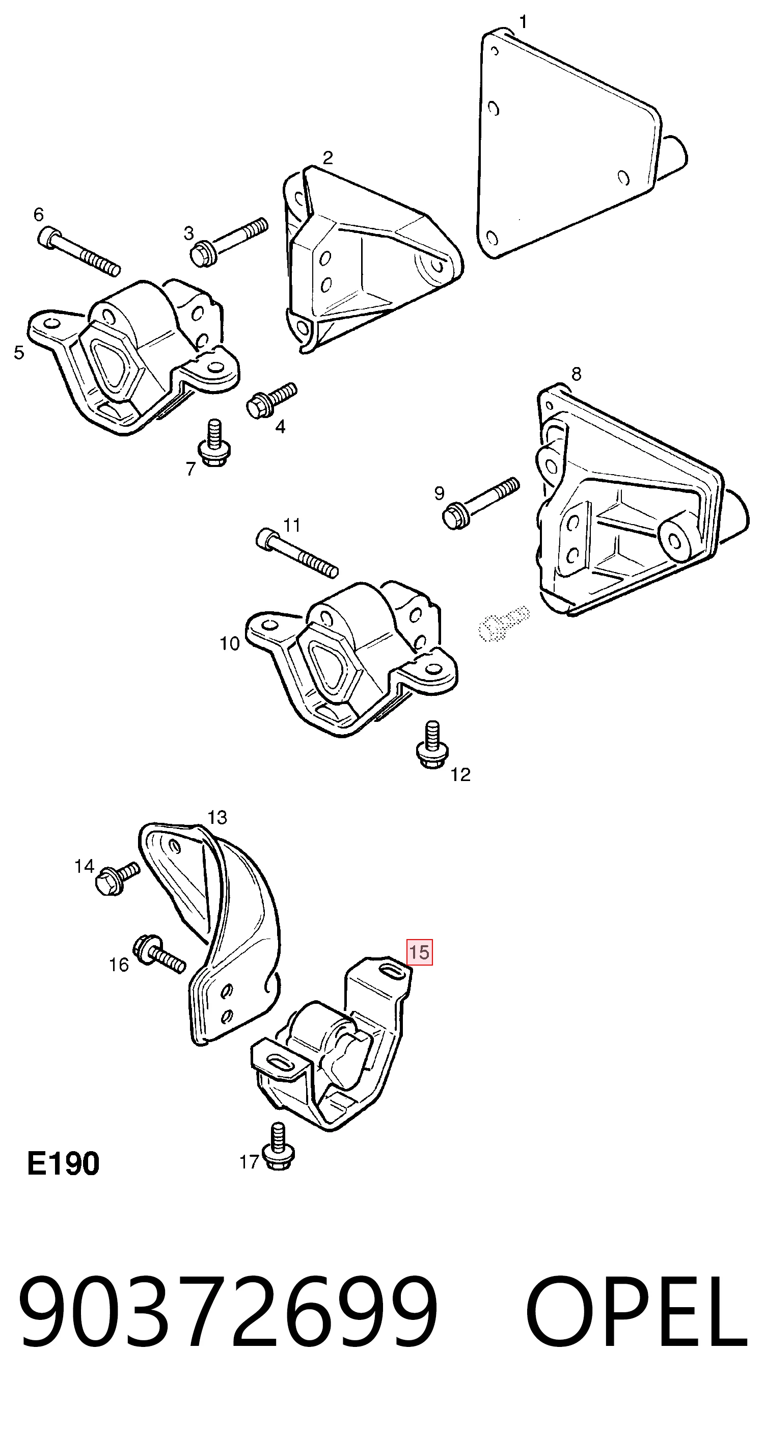 Coxim de transmissão (suporte da caixa de mudança) para Opel Vectra 88, 89