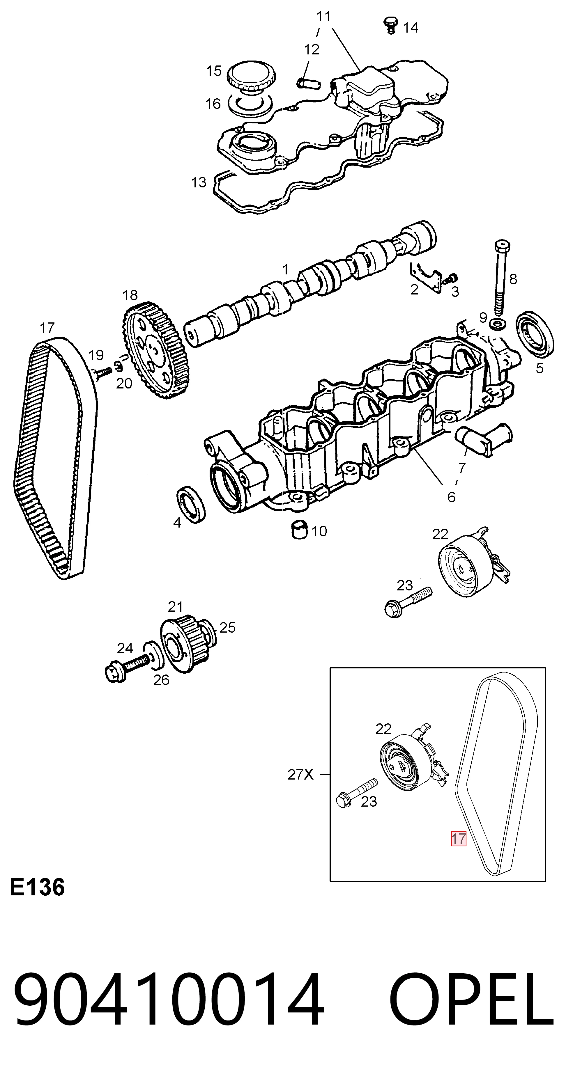 Correia do mecanismo de distribuição de gás para Opel Kadett D 