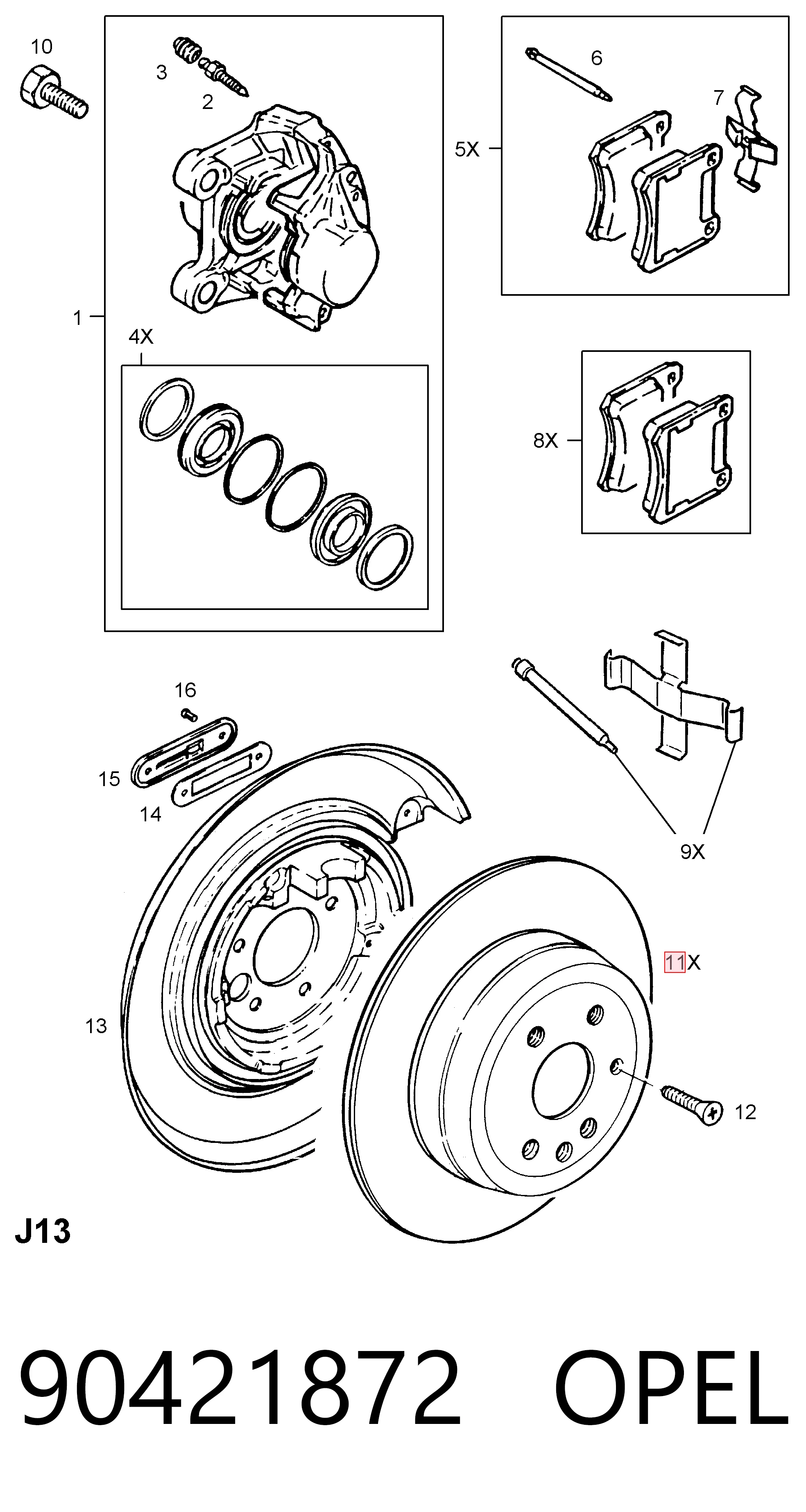 Disco do freio traseiro para Opel Astra 51, 52, F35, M35
