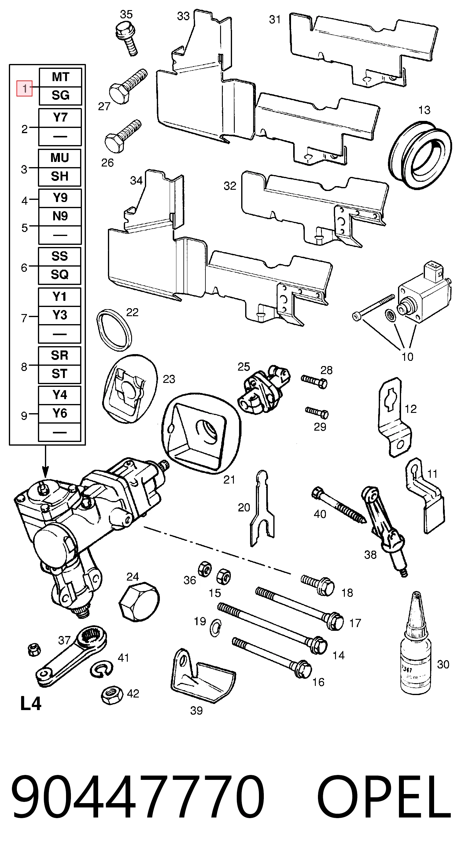 Mecanismo de direção (redutor) para Opel Omega B 25, 26, 27
