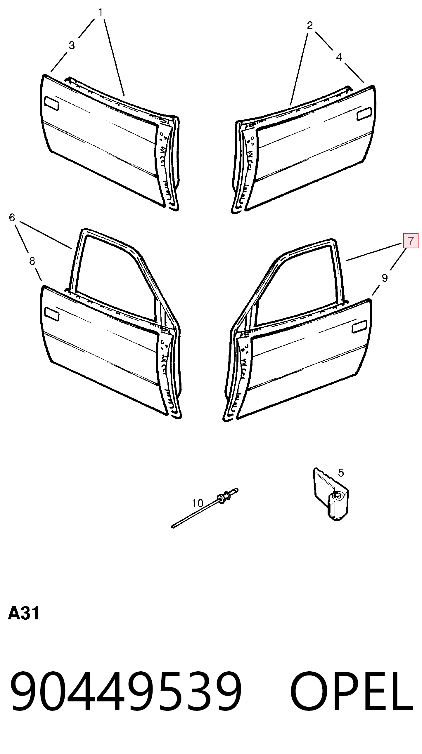 Porta dianteira esquerda para Opel Astra F 51, 52, F35, M35