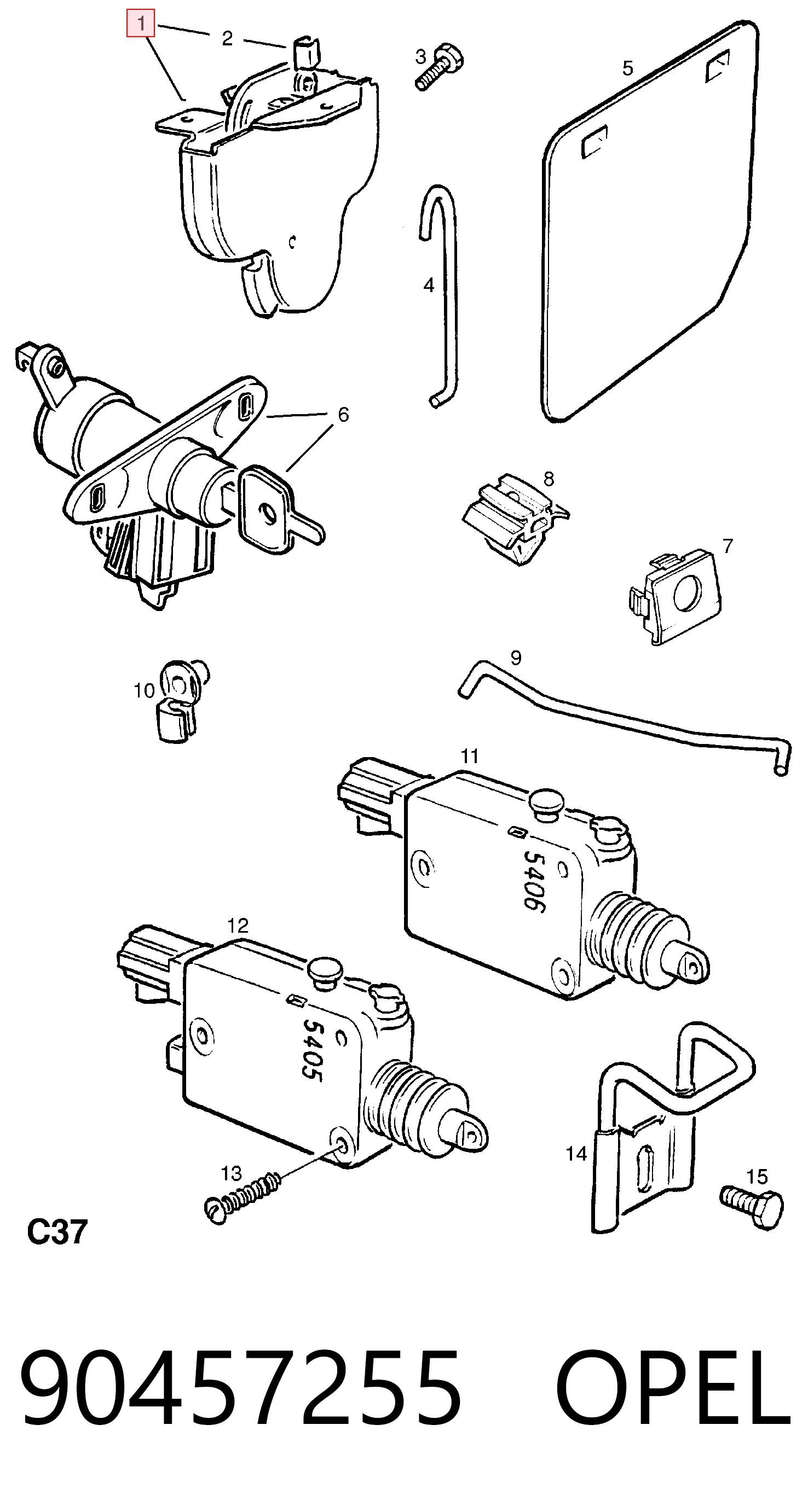 Fecho de tampa de porta-malas (de 3ª/5ª porta traseira) para Opel Vectra B 36