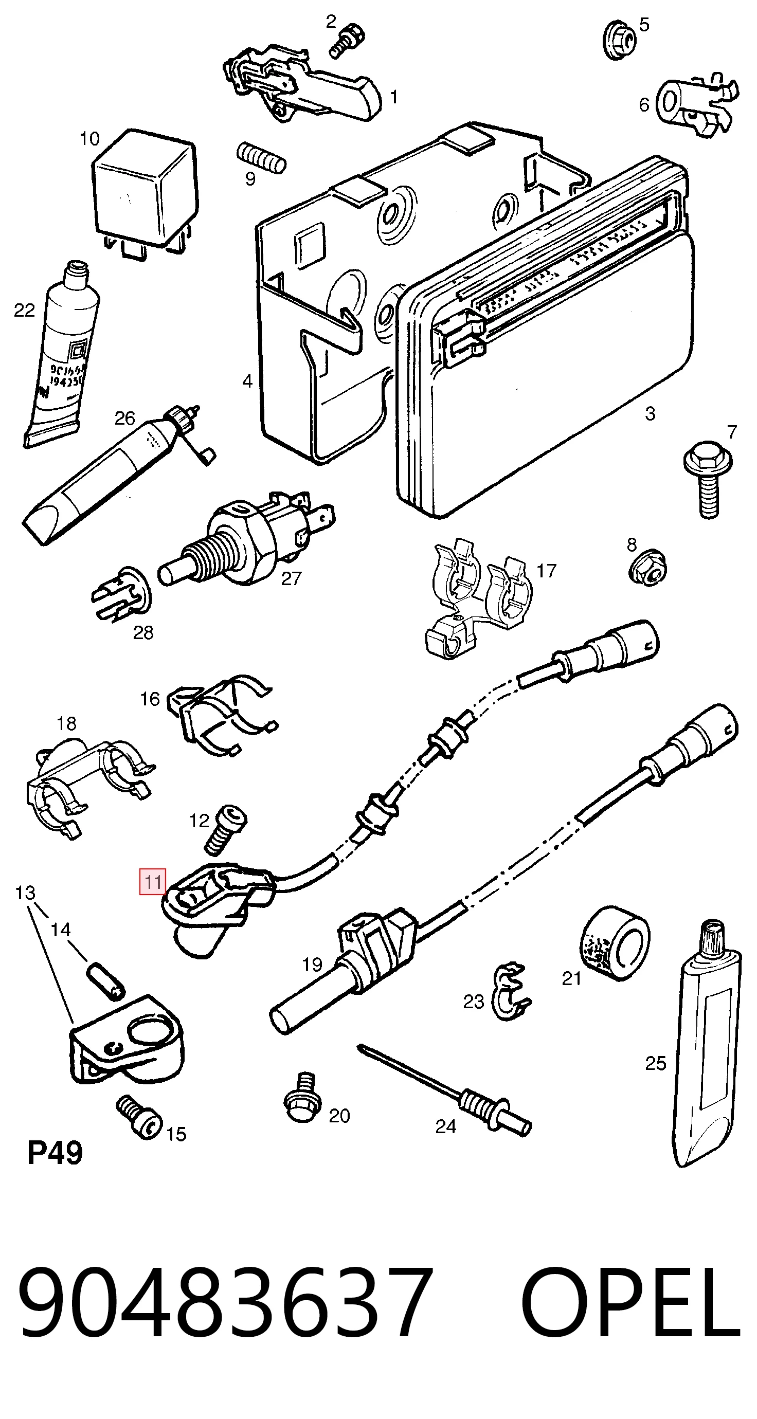 90483637 Opel Sensor dianteiro de ABS