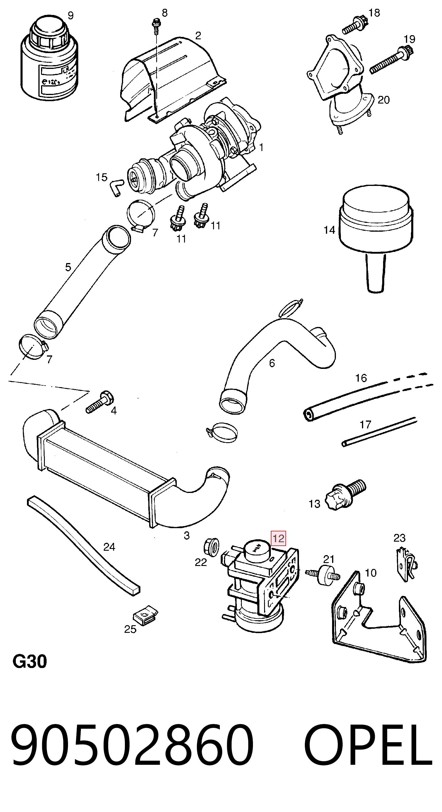 90502860 Opel Convertidor de pressão (solenoide) de supercompressão