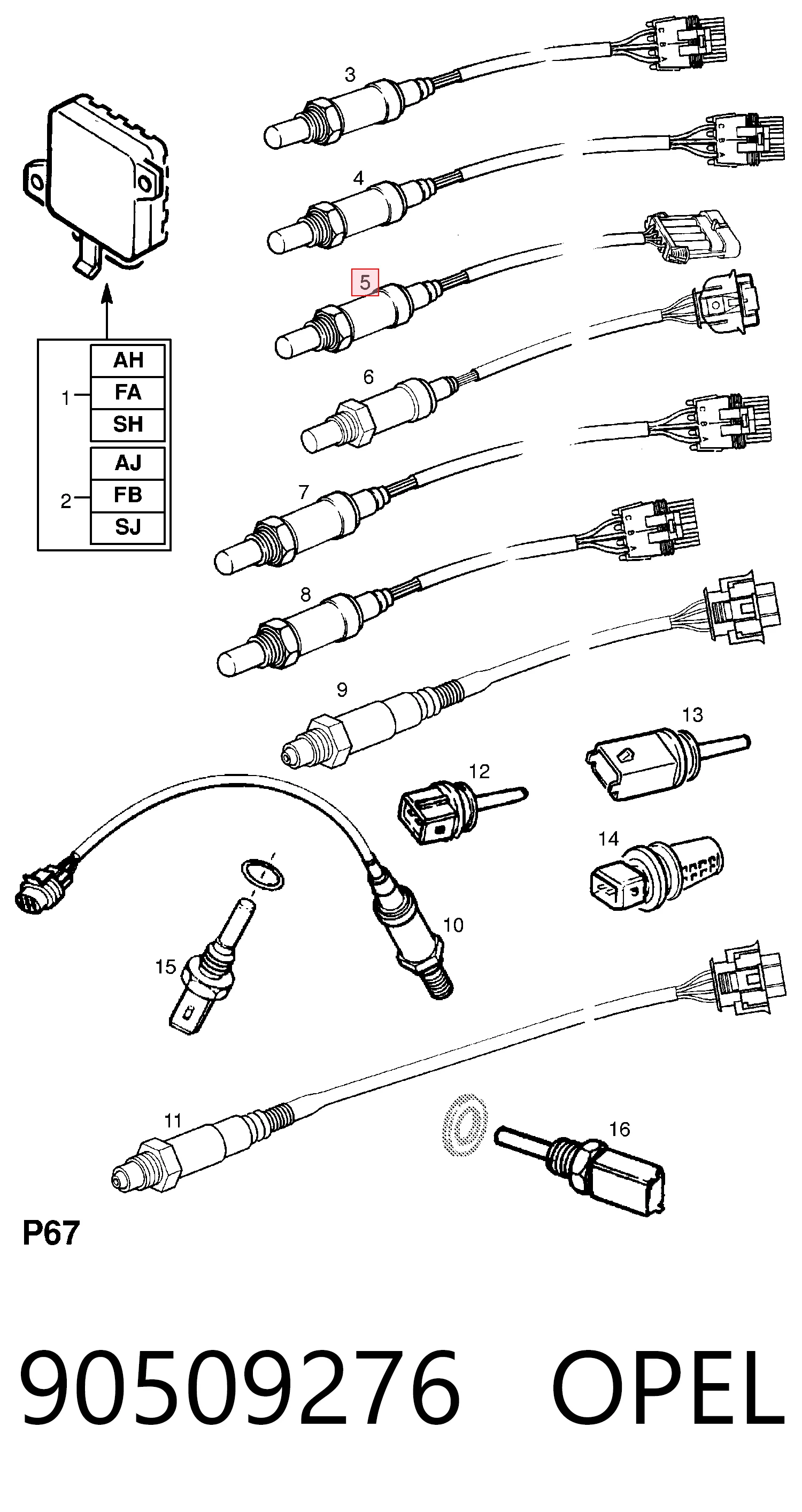 Sonda lambda, sensor de oxigênio General Motors 90509276