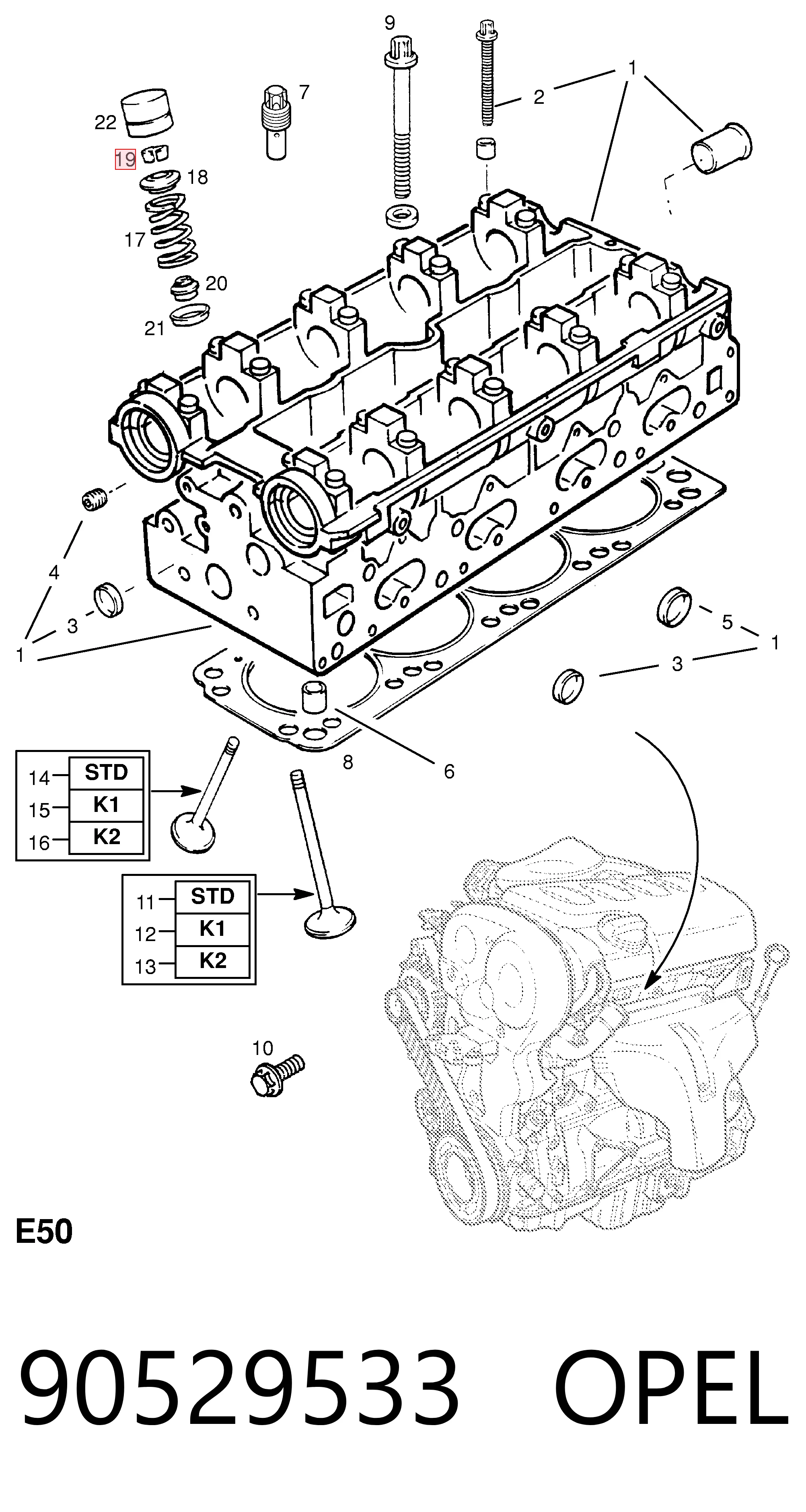 90529533 Hyundai/Kia Peça inserida de válvula