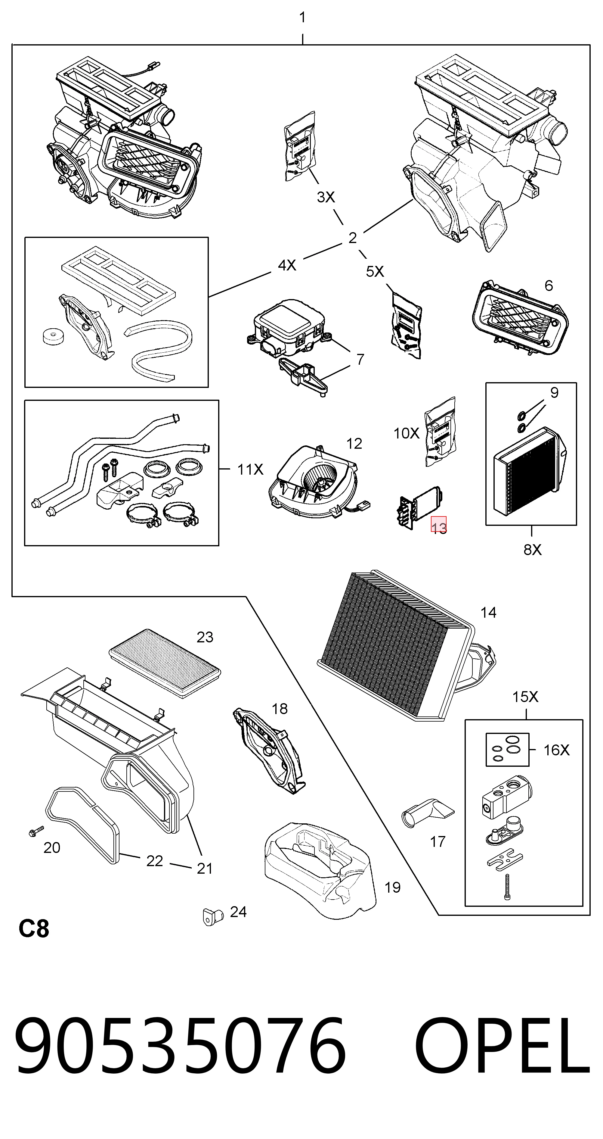 90535076 Opel Regulador de revoluções de ventilador de esfriamento (unidade de controlo)