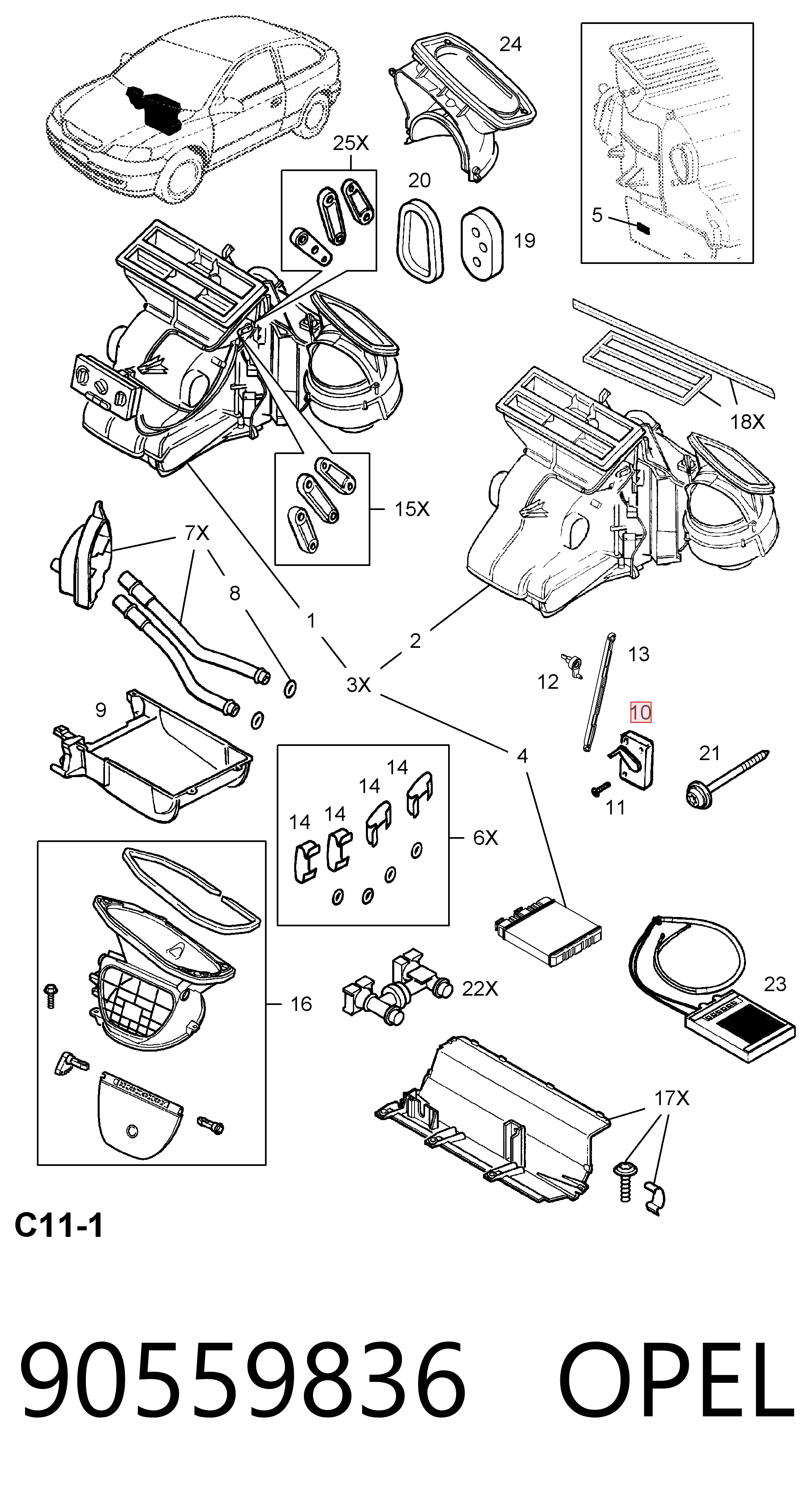 Acionamento de comporta de forno para Opel Zafira F75