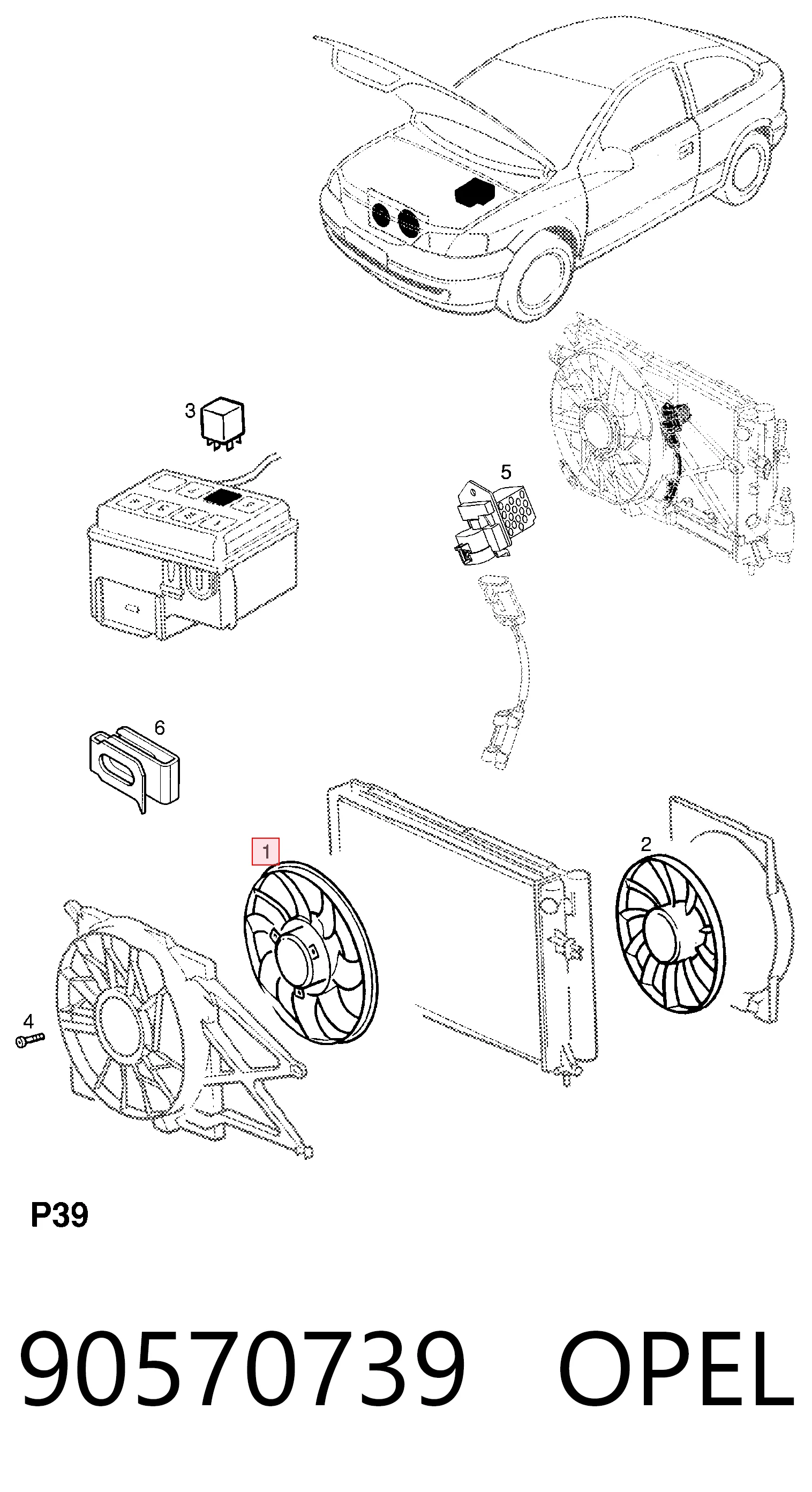 550823U3 Polcar Ventilador elétrico de esfriamento montado (motor + roda de aletas)