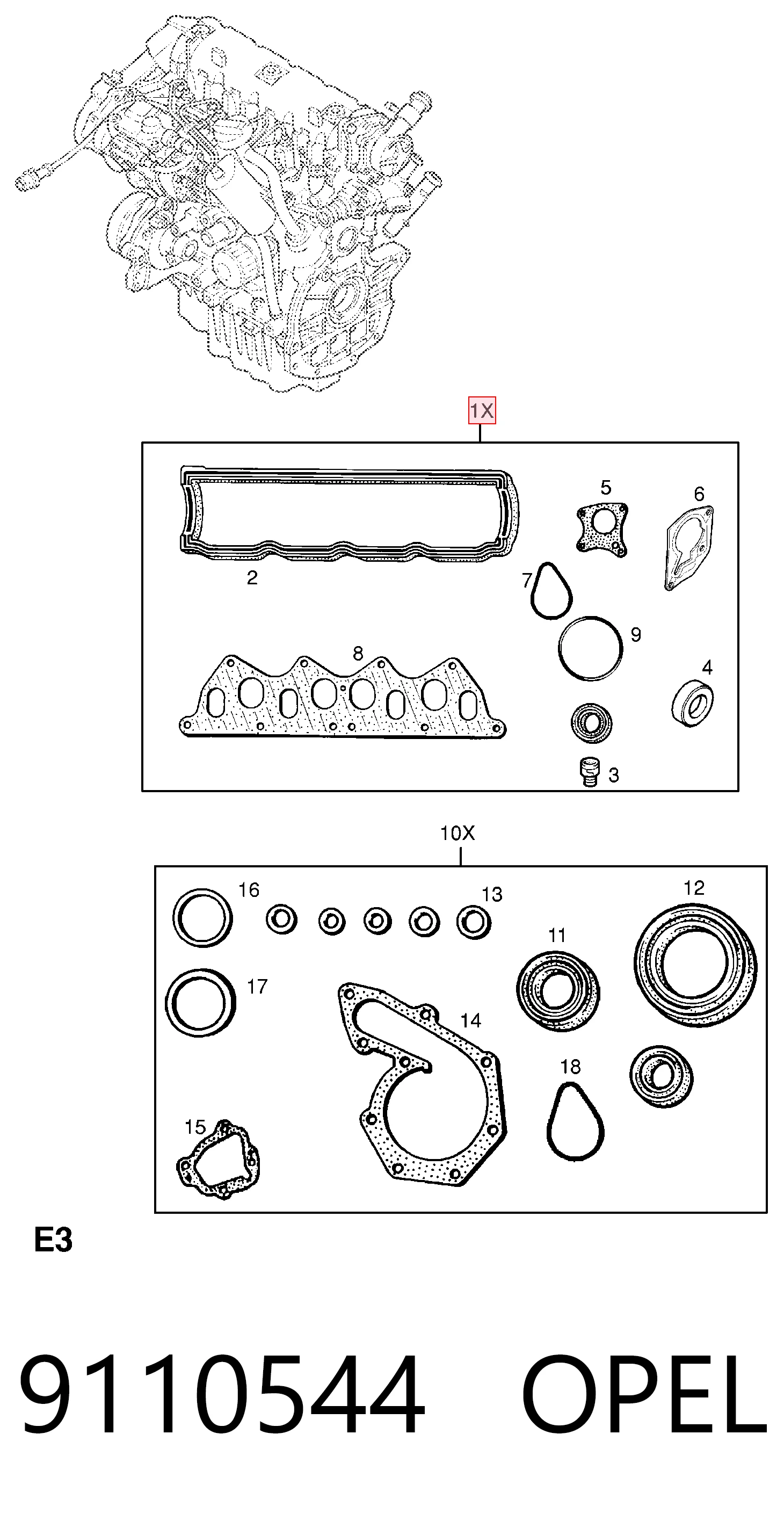 Kit superior de vedantes de motor Glaser D3275200