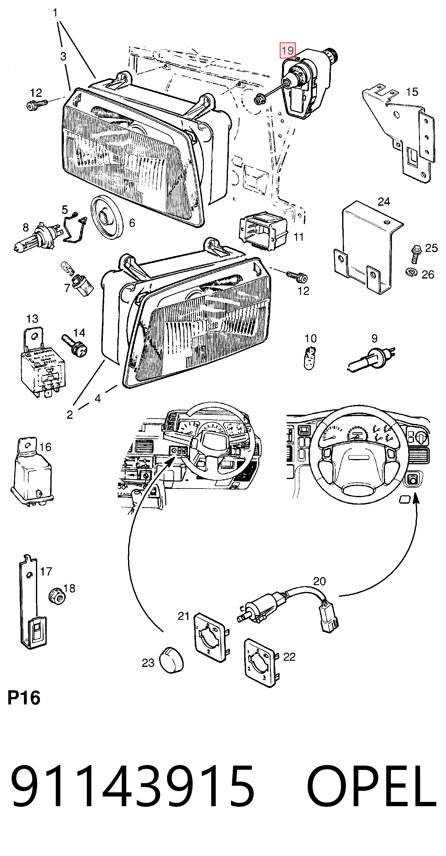 Corretor da luz para Opel Frontera 5MWL4