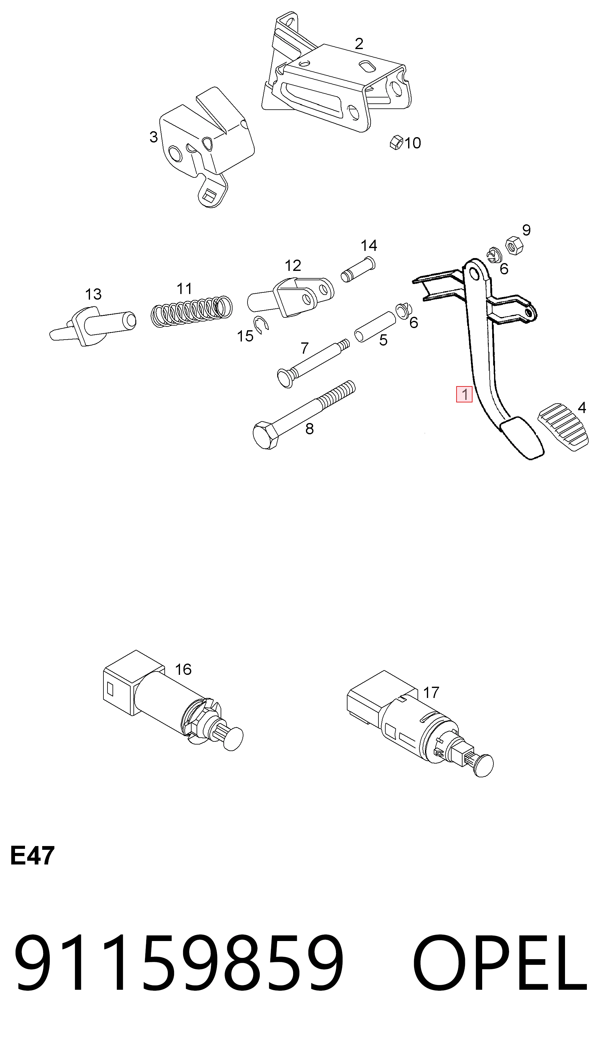 91159859 Peugeot/Citroen Pedal de embraiagem