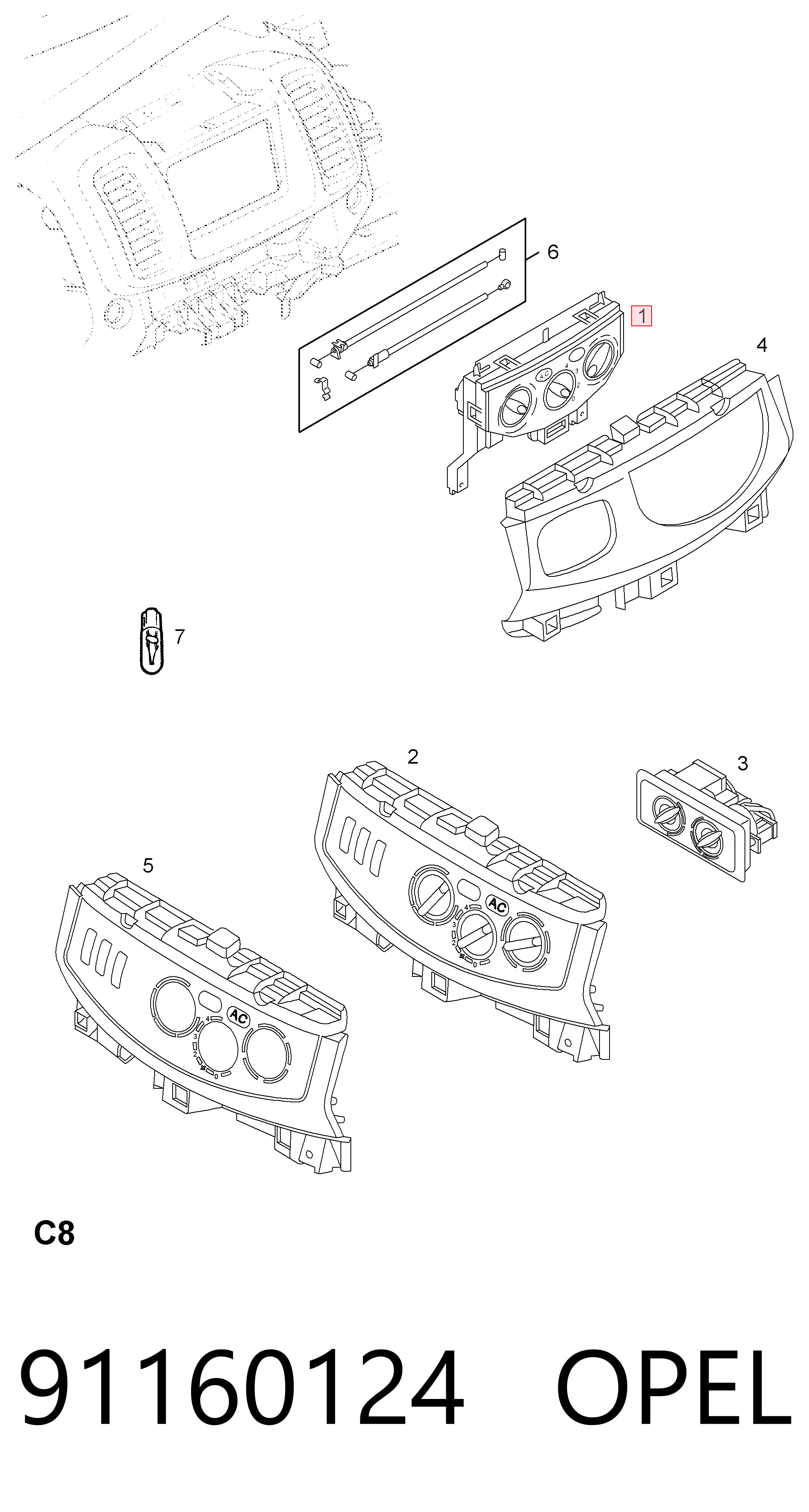 Unidade de controlo dos modos de aquecimento/condicionamento Opel Vivaro F7 ao melhor preço