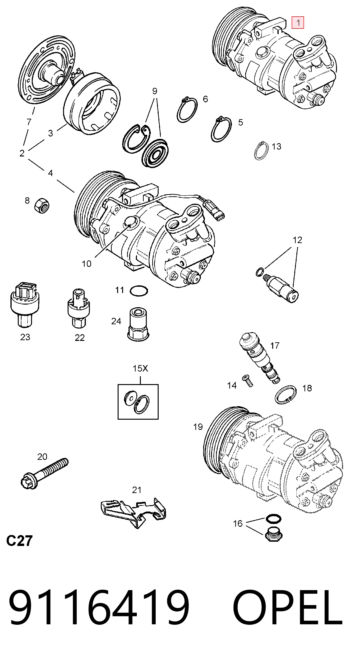 Compressor de aparelho de ar condicionado 1854009 General Motors
