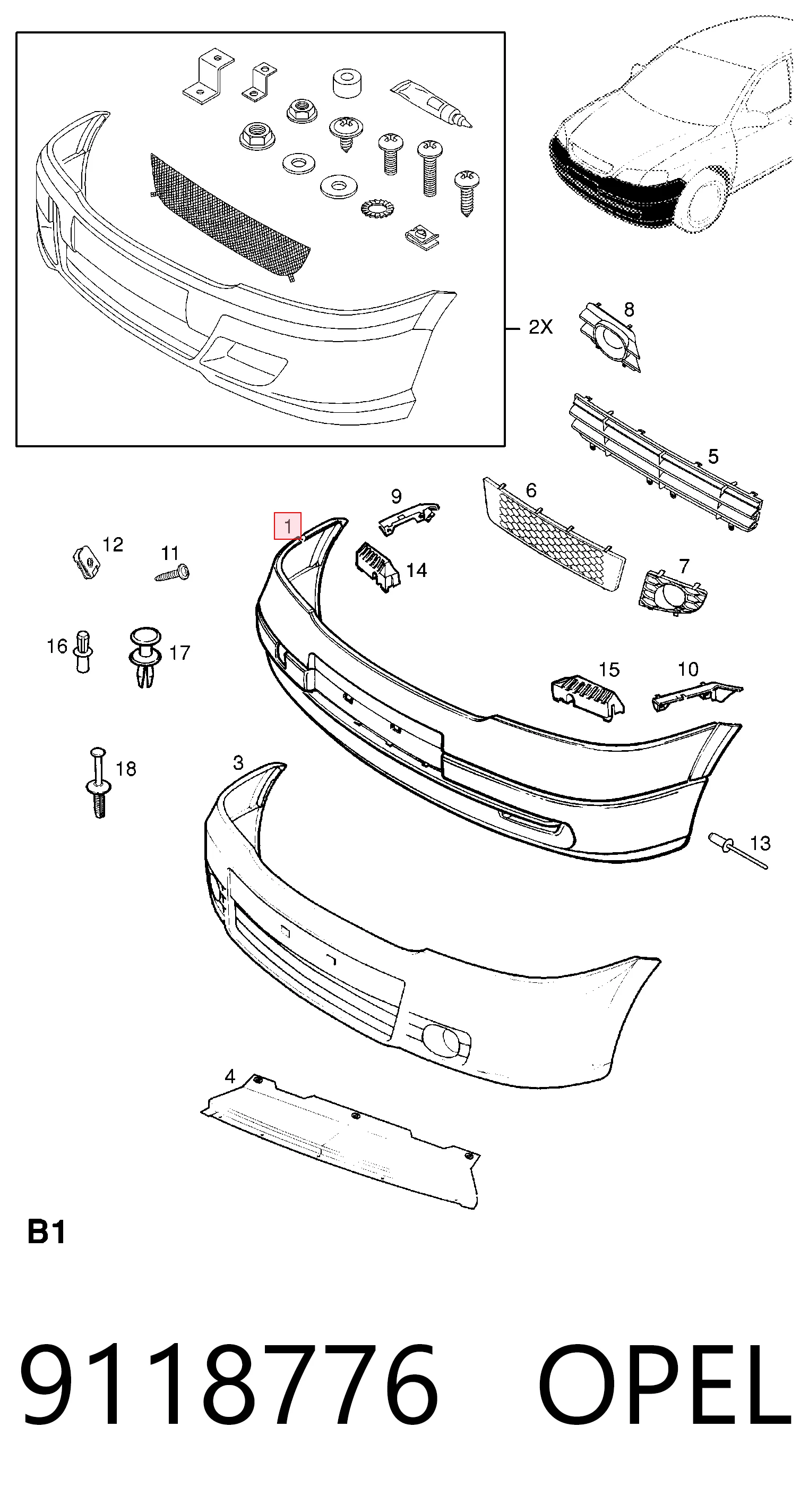 Pára-choque dianteiro para Opel Astra F07