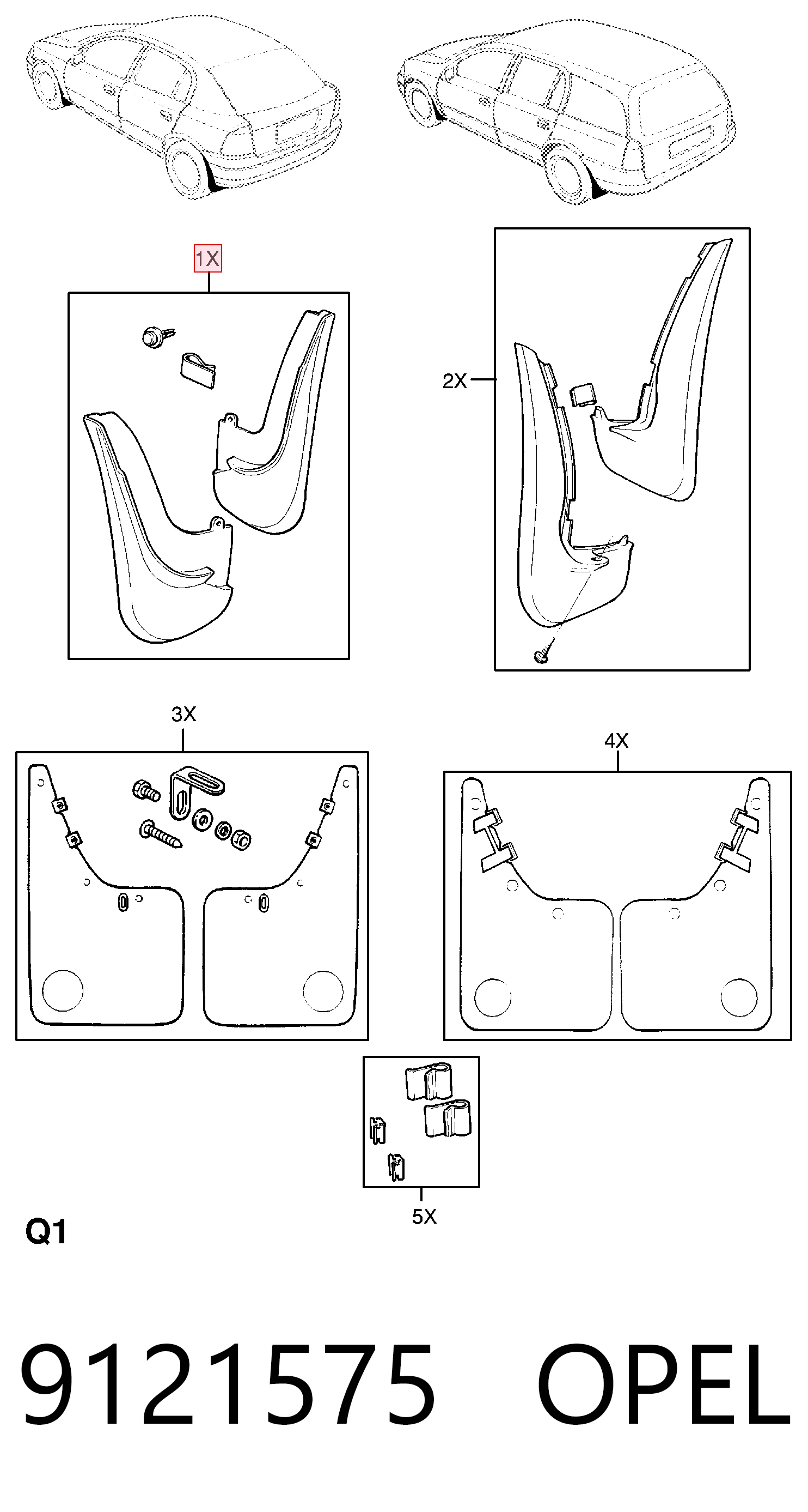 Protetores de lama dianteiros, kit para Opel Astra G F48, F08