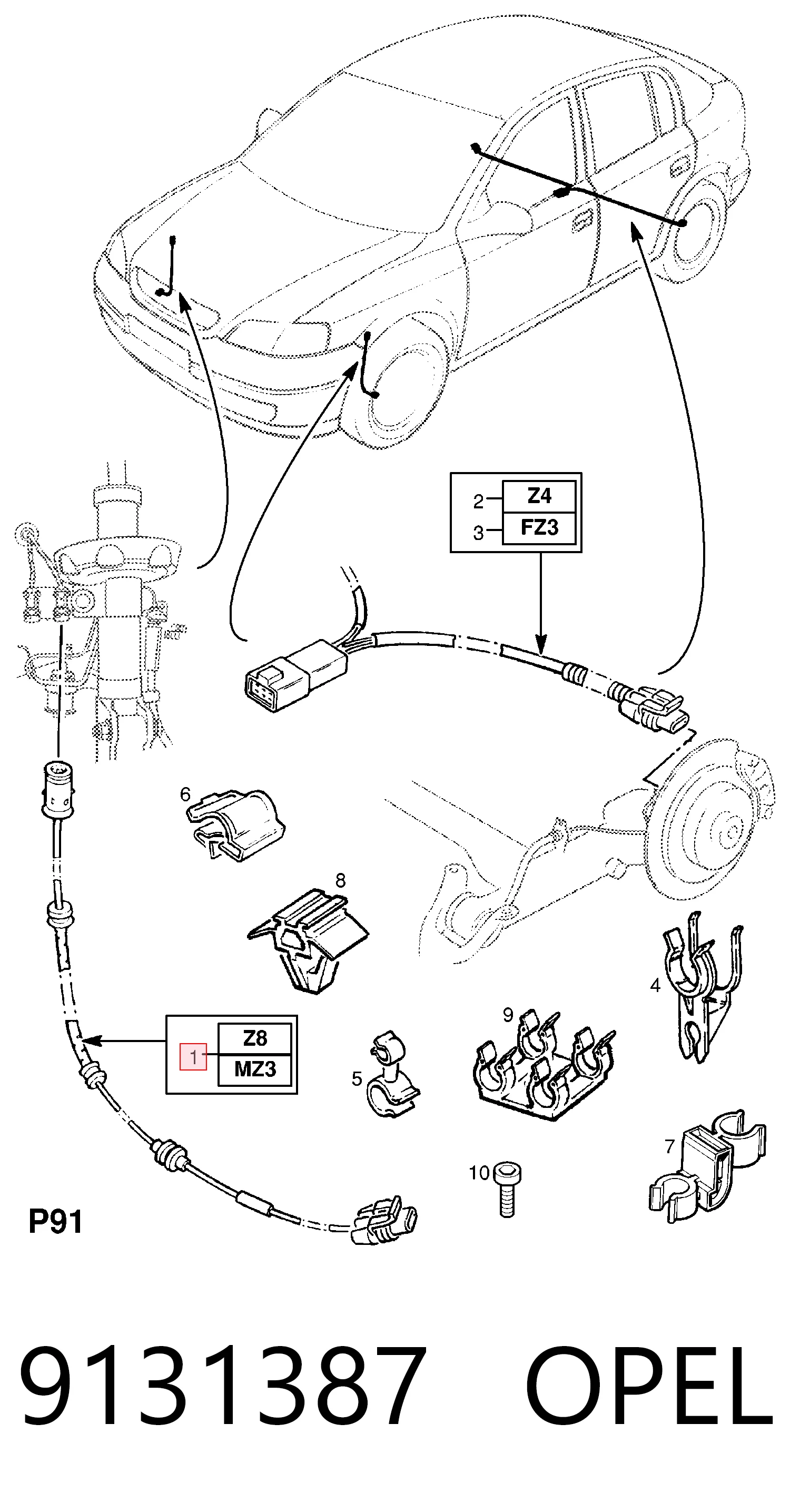 09131387 General Motors Sensor dianteiro de ABS