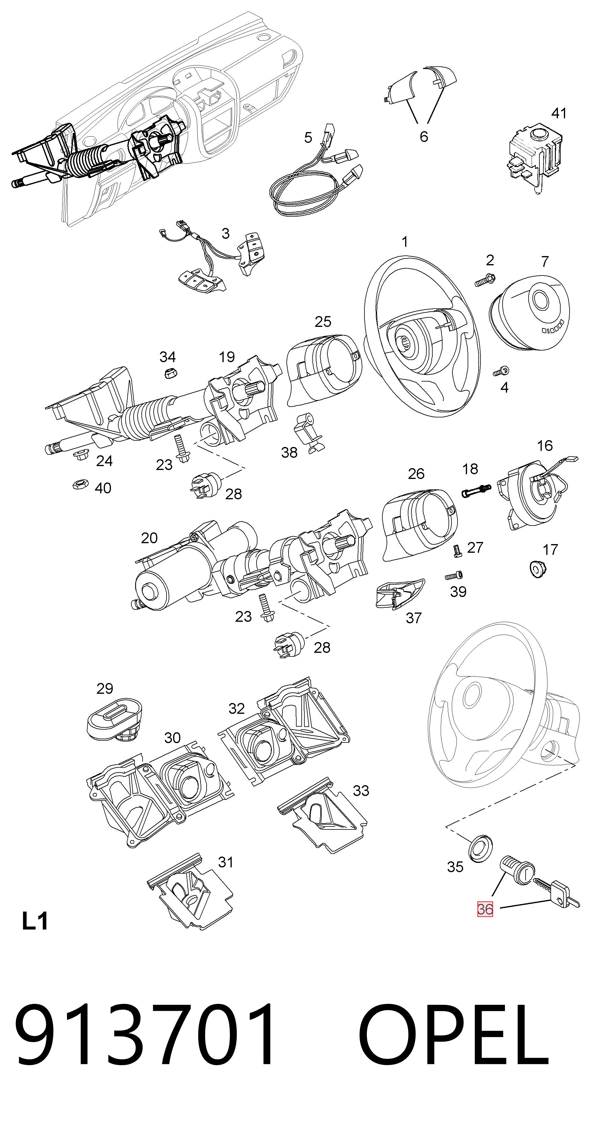 Trinco de fecho de ignição Opel Corsa D S07