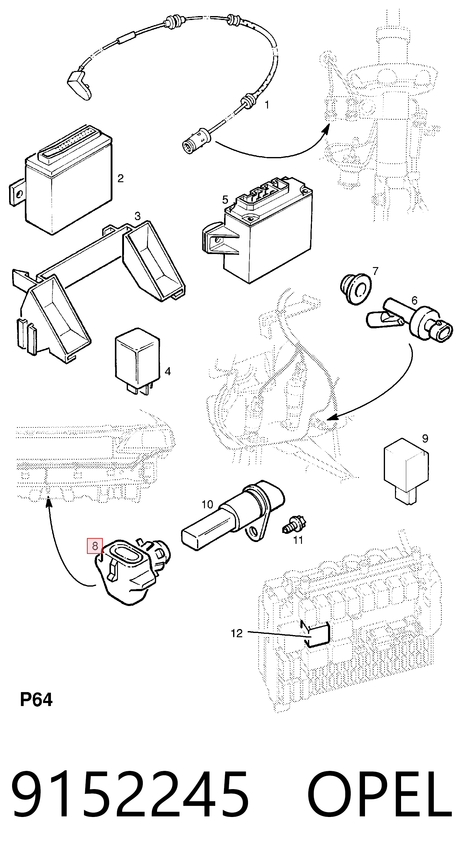 9152245 Opel Sensor de temperatura do meio ambiente