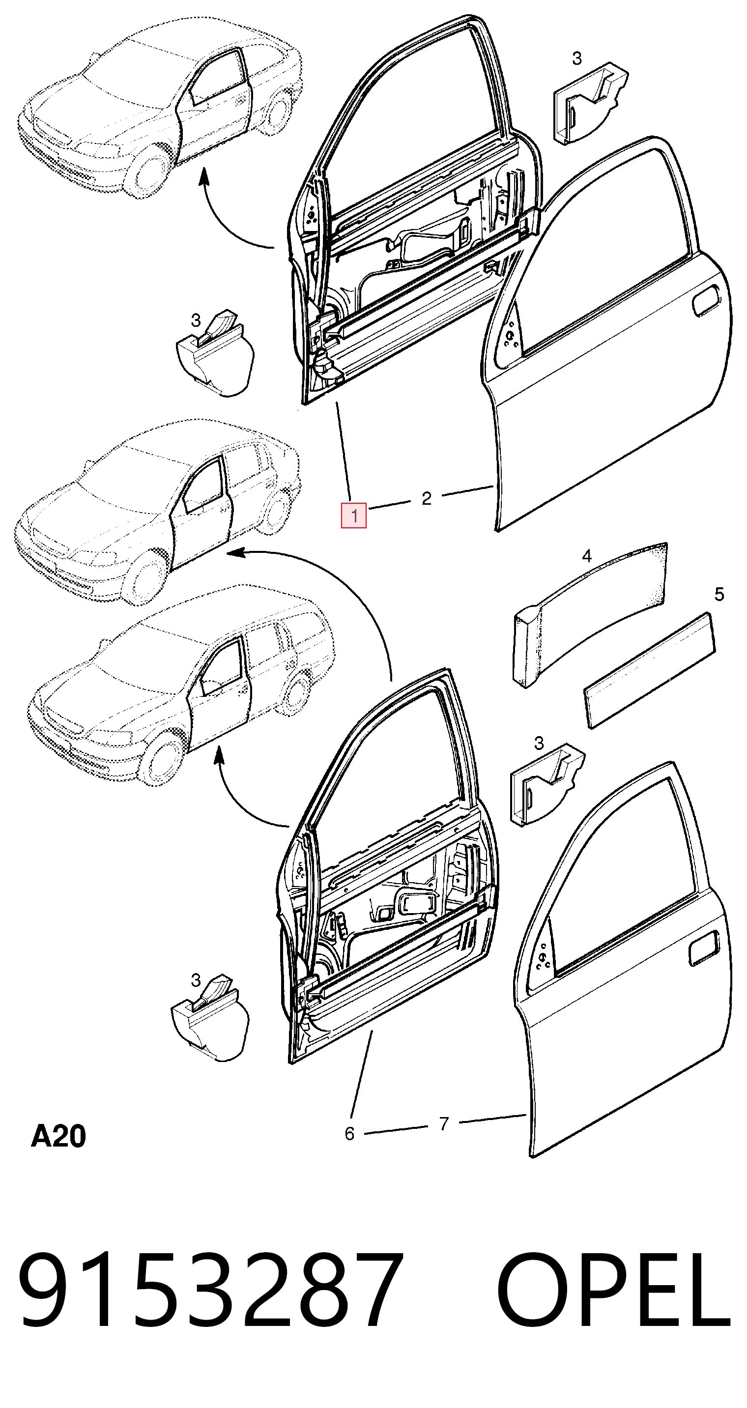  Porta dianteira esquerda Opel Astra G hatchback (F48, F08) (1998 - 2009) G