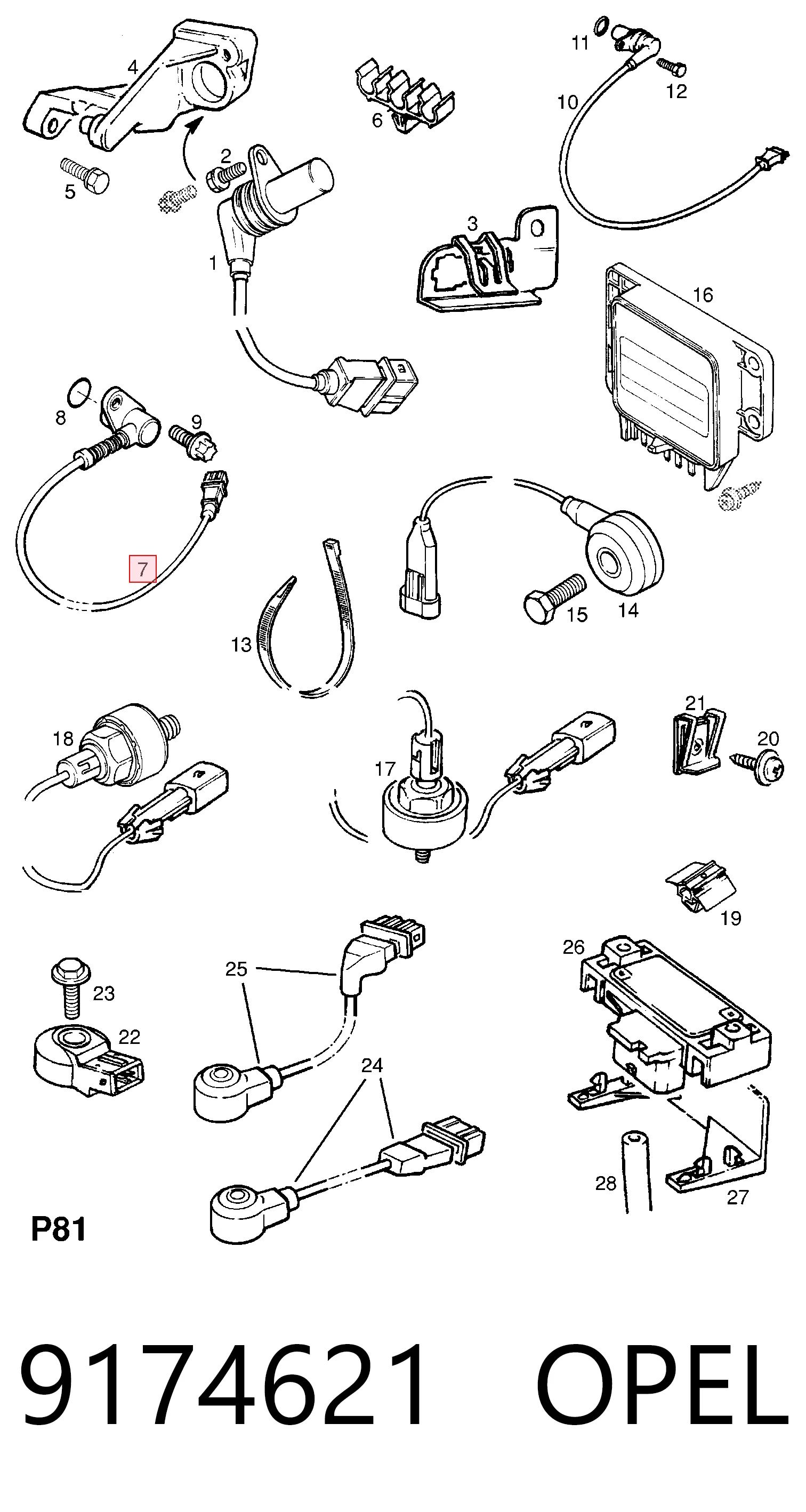 9174621 Opel Sensor de posição (de revoluções) de cambota